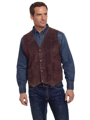Cripple Creek Mens Chocolate Boar Suede Leather Western Snap Front Vest 4XL