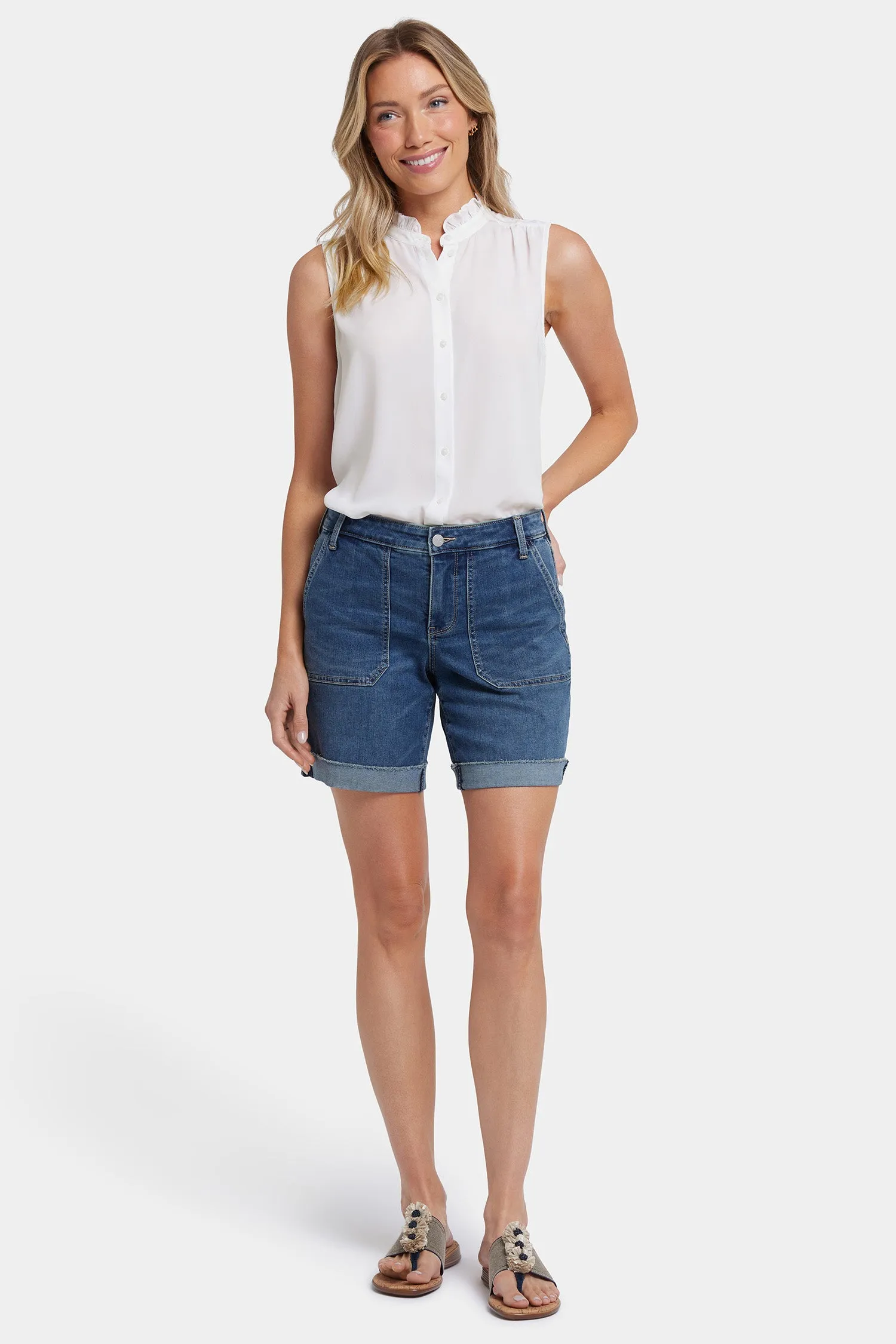 Diana Relaxed Denim Shorts In Petite - Valencia Surf