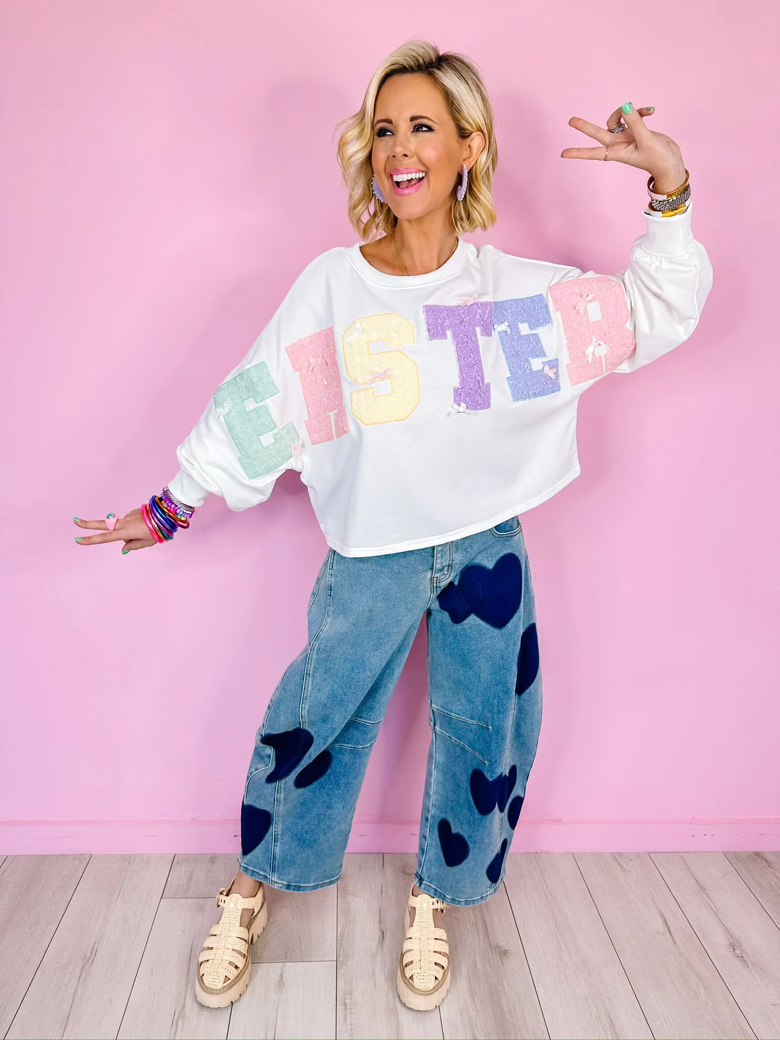 EASTER TWEED CROPPED SWEATSHIRT