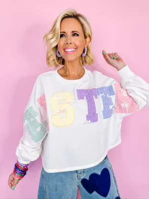 EASTER TWEED CROPPED SWEATSHIRT