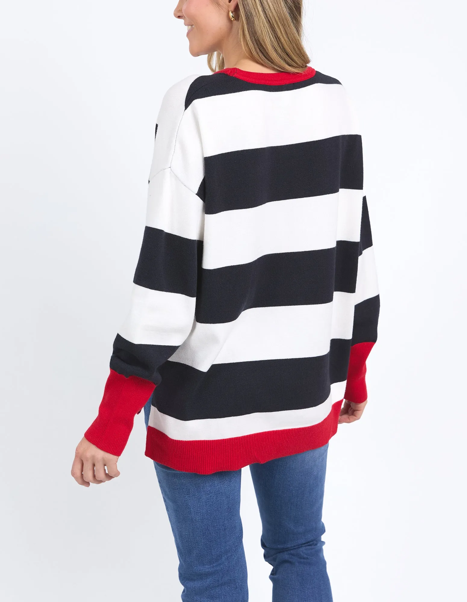 Elm Elvie Stripe Knit Navy/White/Poppy