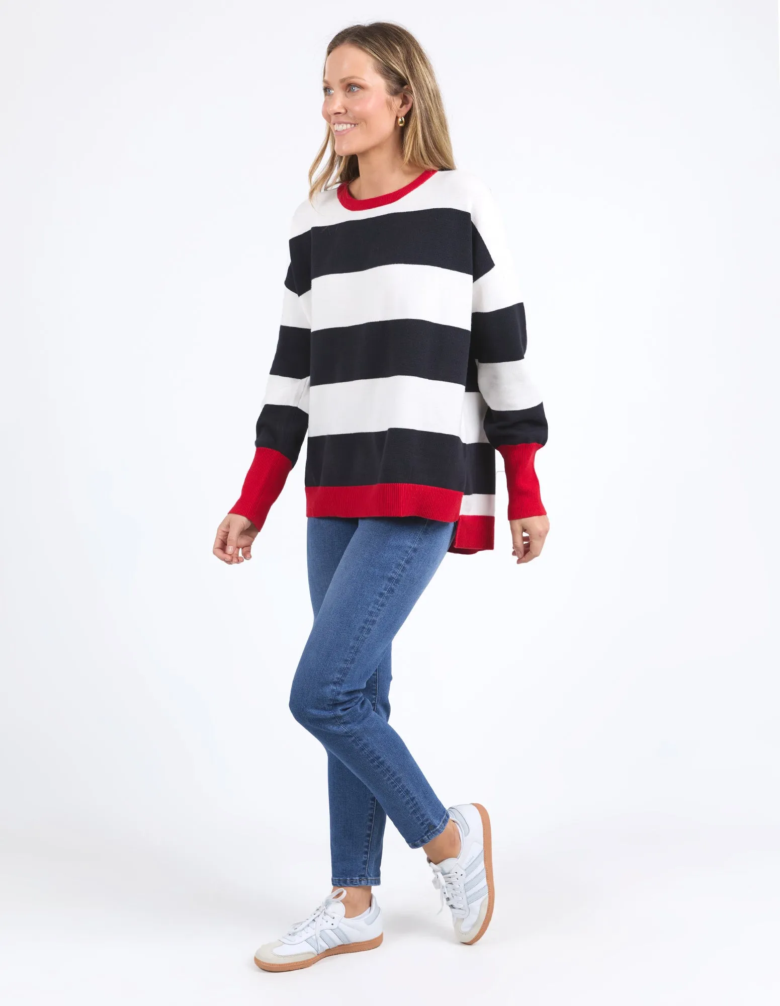 Elm Elvie Stripe Knit Navy/White/Poppy