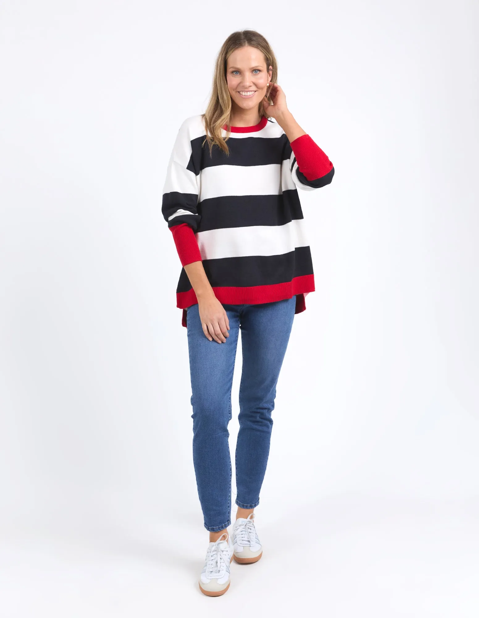 Elm Elvie Stripe Knit Navy/White/Poppy