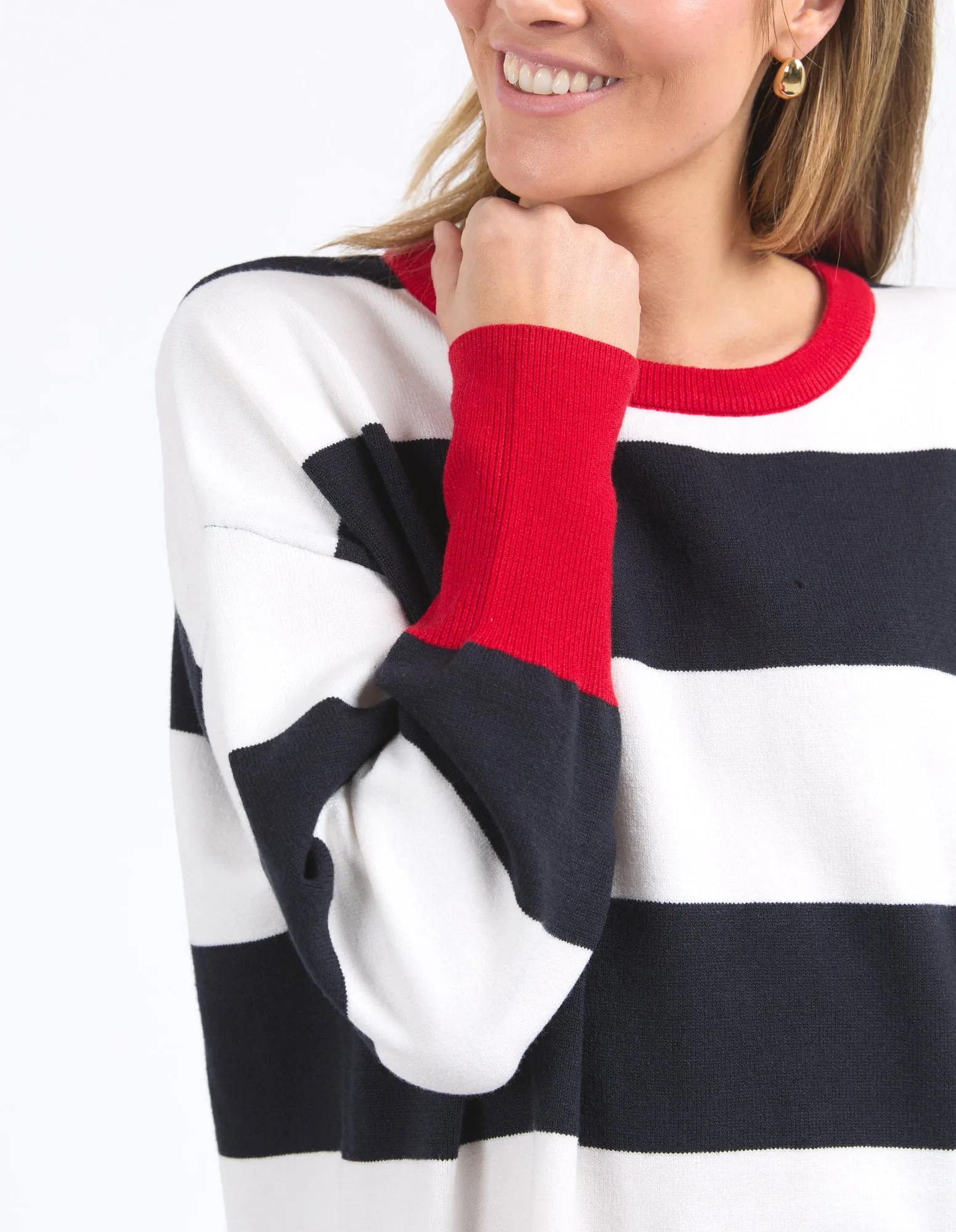 Elm Elvie Stripe Knit Navy/White/Poppy