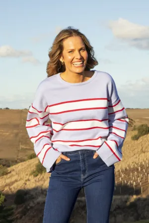 Elm Joni Stripe Knit Dusty Lilac/Poppy/Marshmallow Stripe