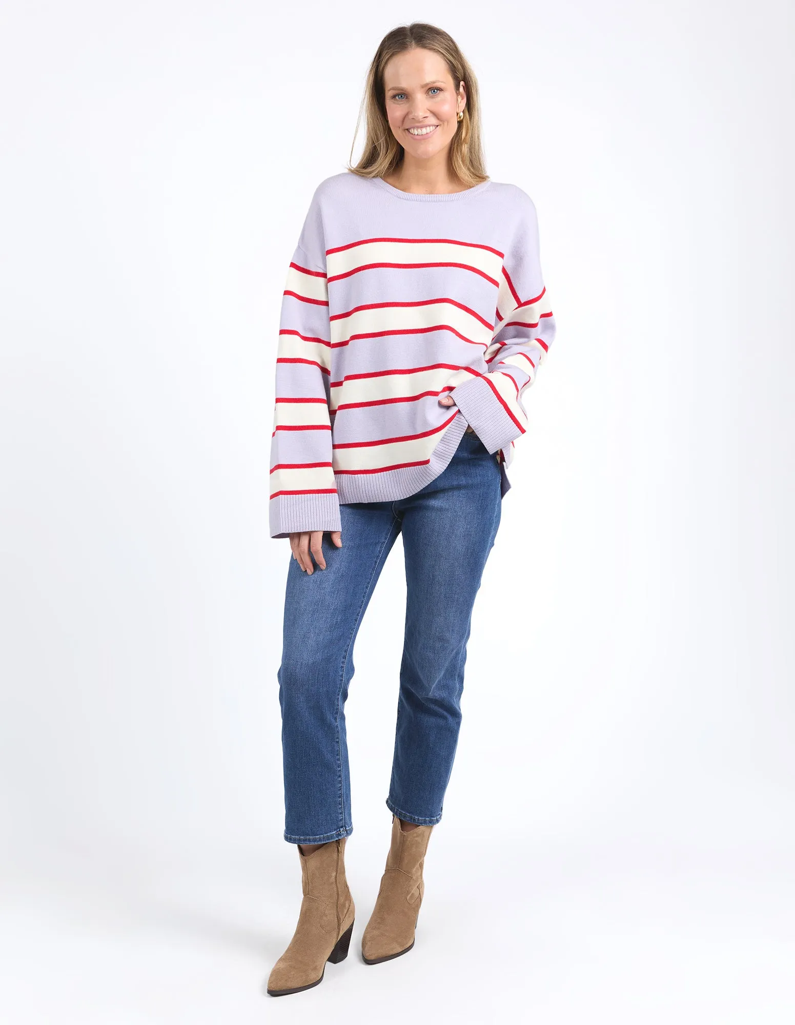 Elm Joni Stripe Knit Dusty Lilac/Poppy/Marshmallow Stripe