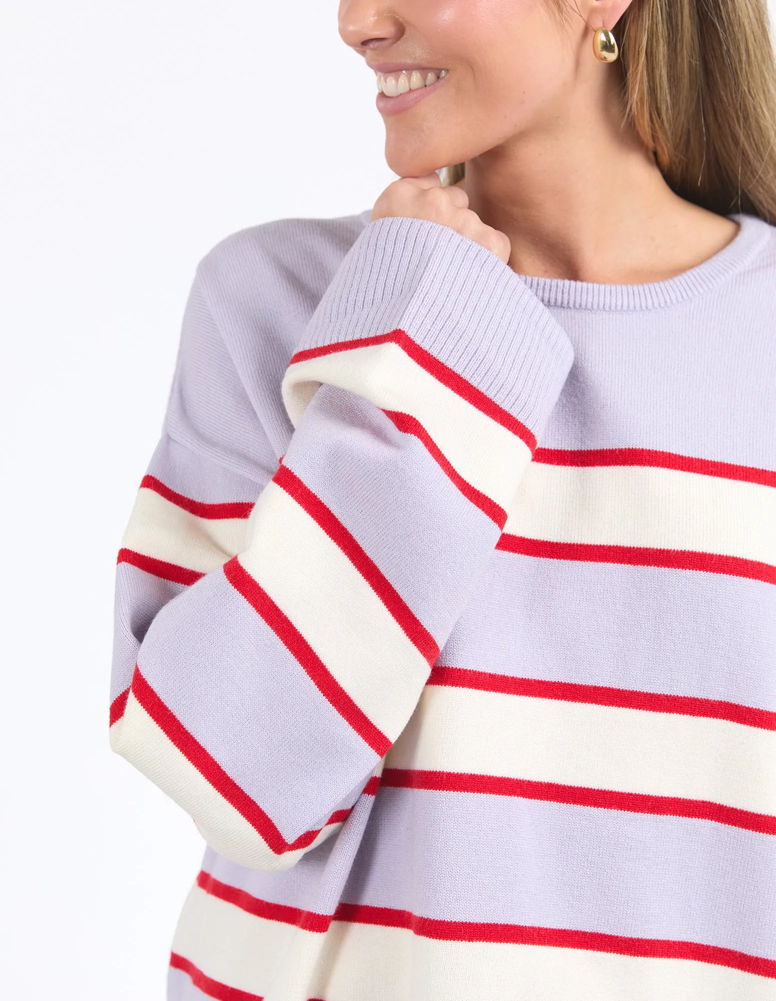 Elm Joni Stripe Knit Dusty Lilac/Poppy/Marshmallow Stripe