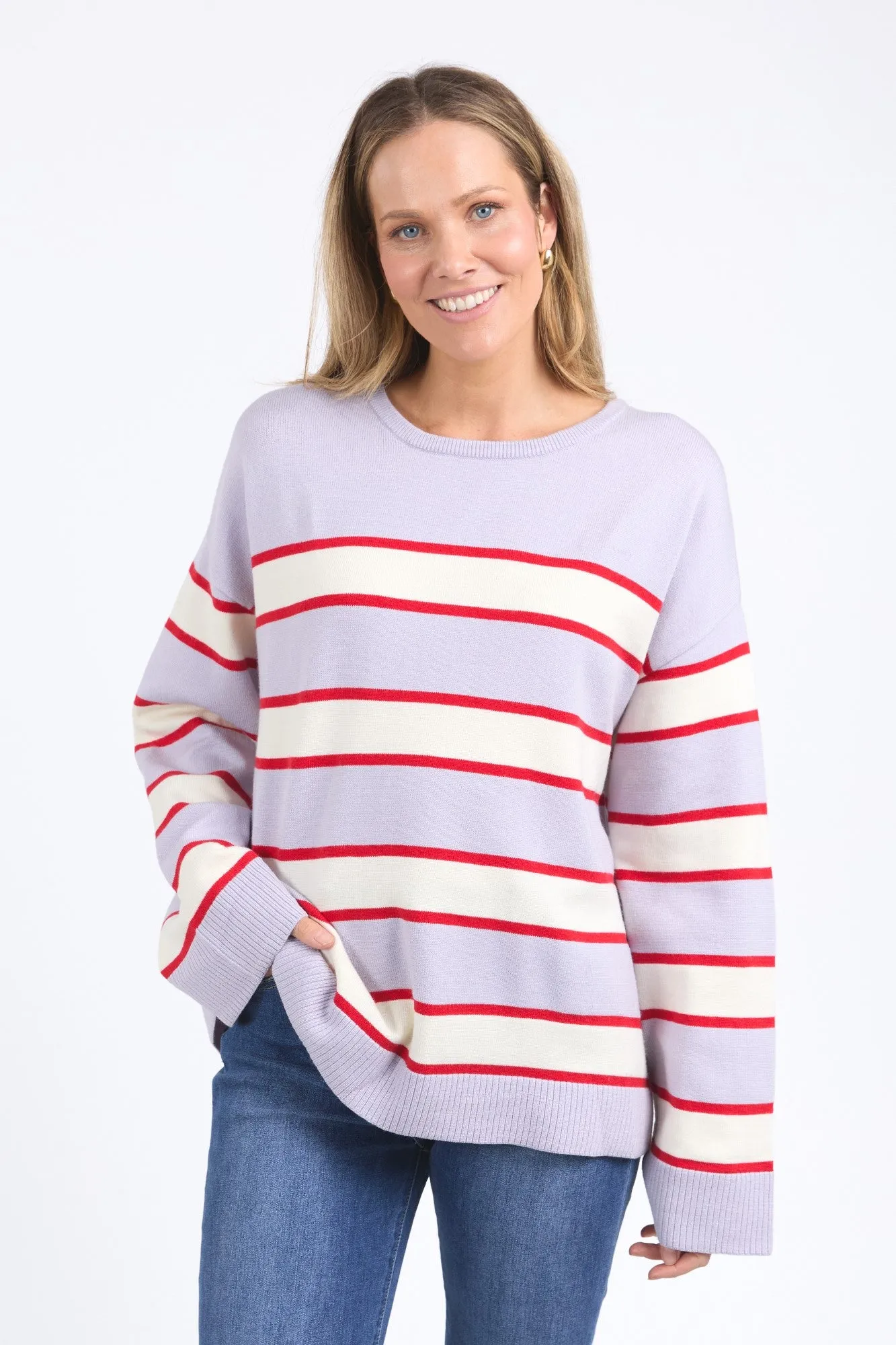 Elm Joni Stripe Knit Dusty Lilac/Poppy/Marshmallow Stripe