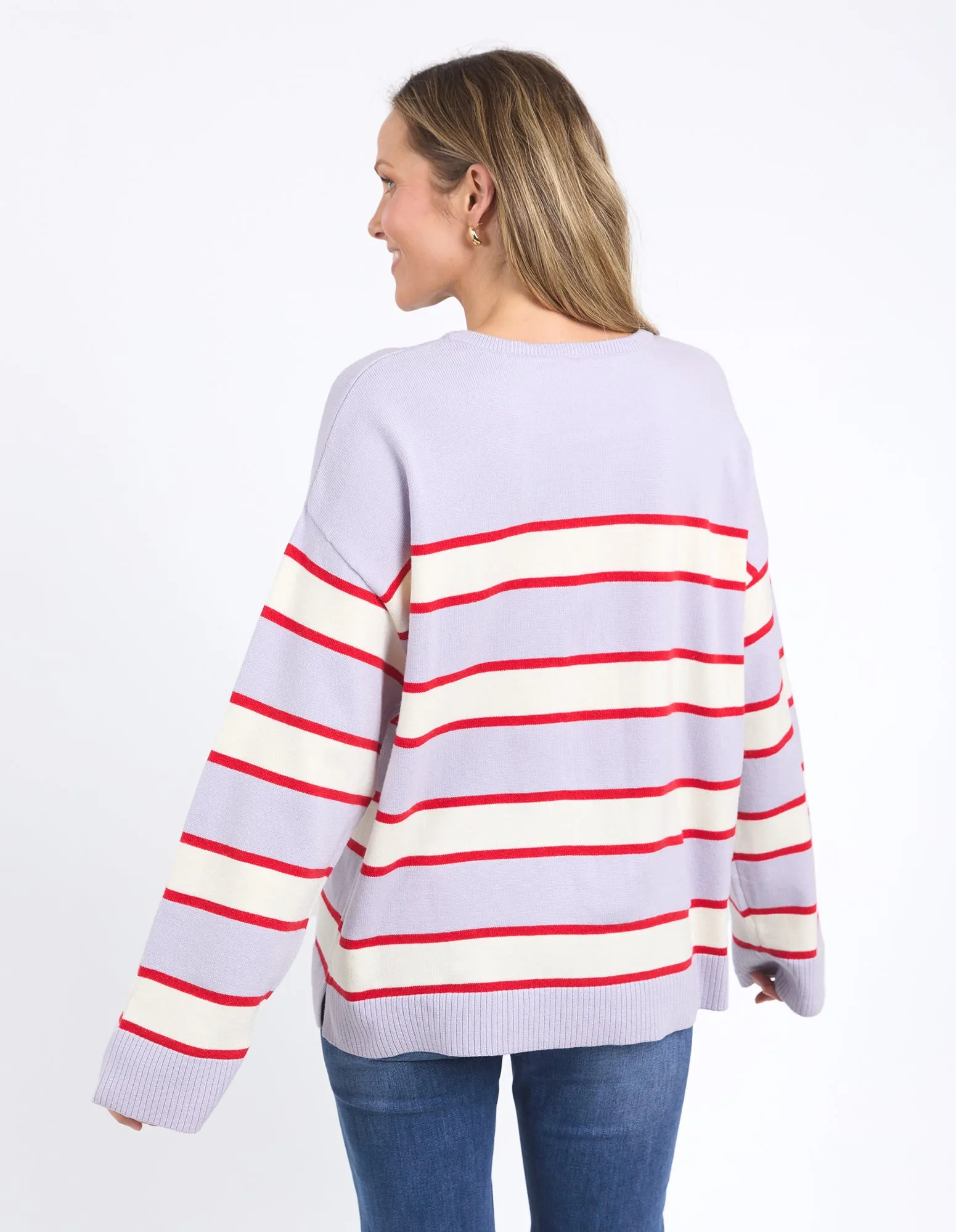 Elm Joni Stripe Knit Dusty Lilac/Poppy/Marshmallow Stripe