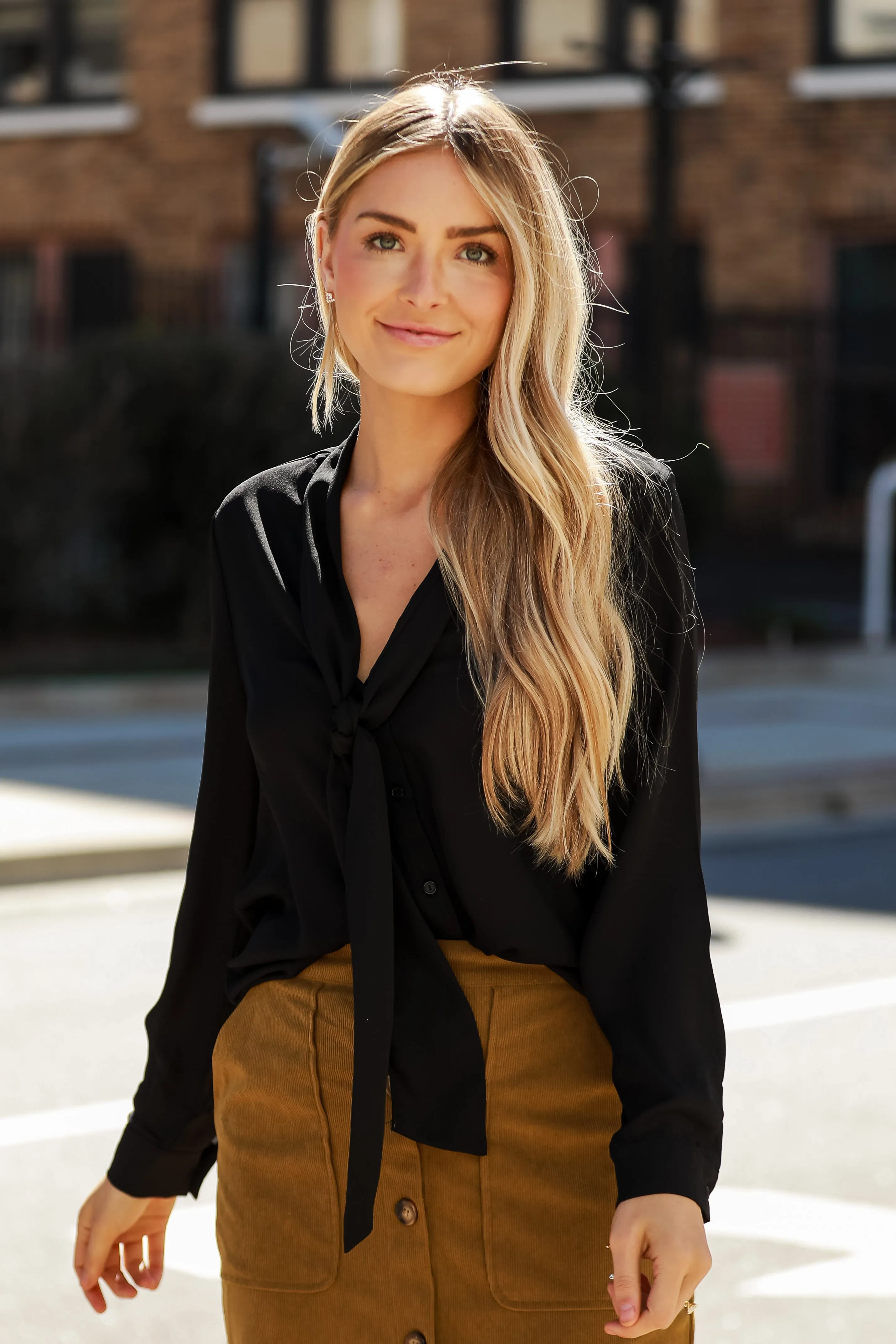 FINAL SALE - Charming Sentiments Tie-Front Button-Up Blouse