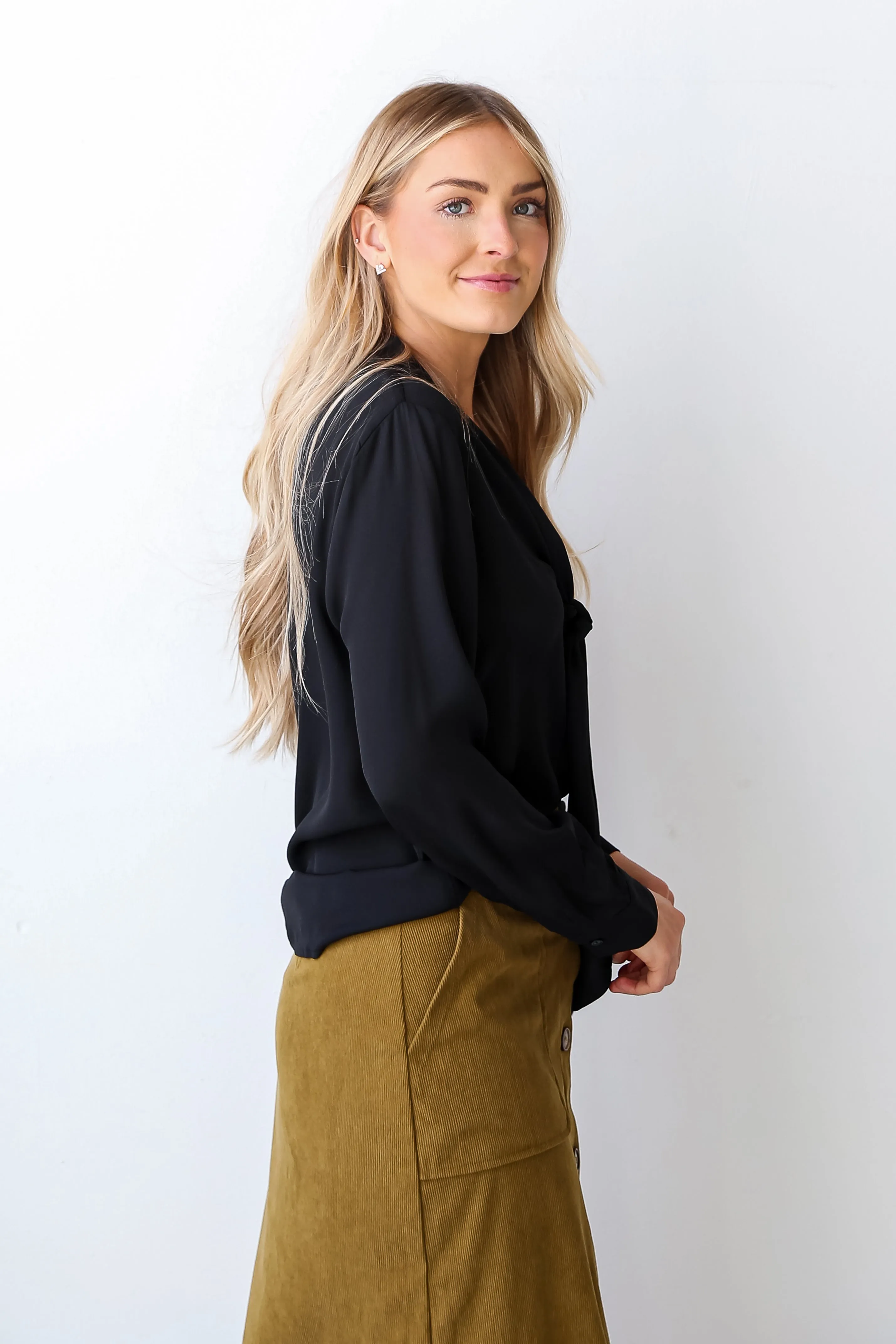 FINAL SALE - Charming Sentiments Tie-Front Button-Up Blouse