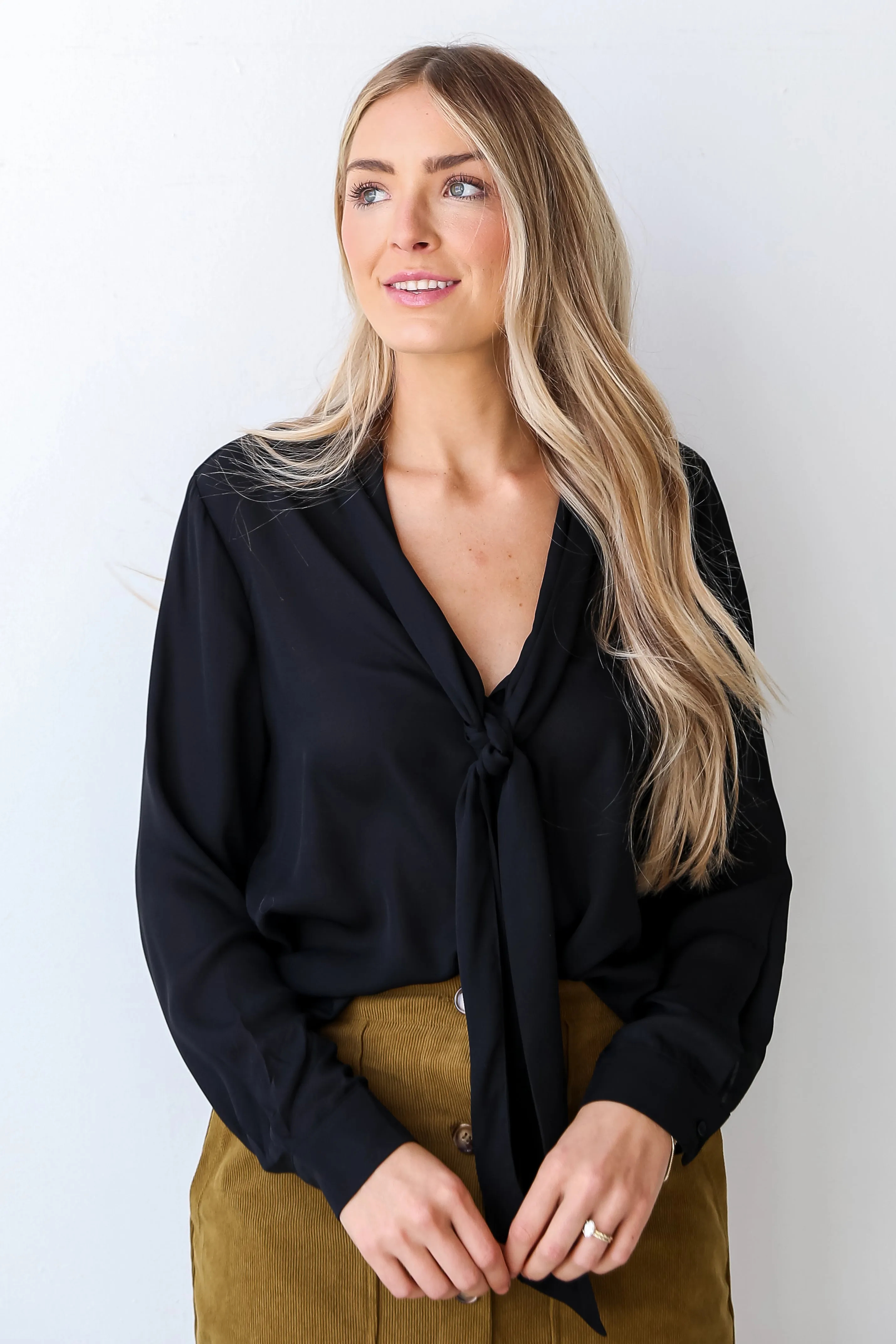FINAL SALE - Charming Sentiments Tie-Front Button-Up Blouse