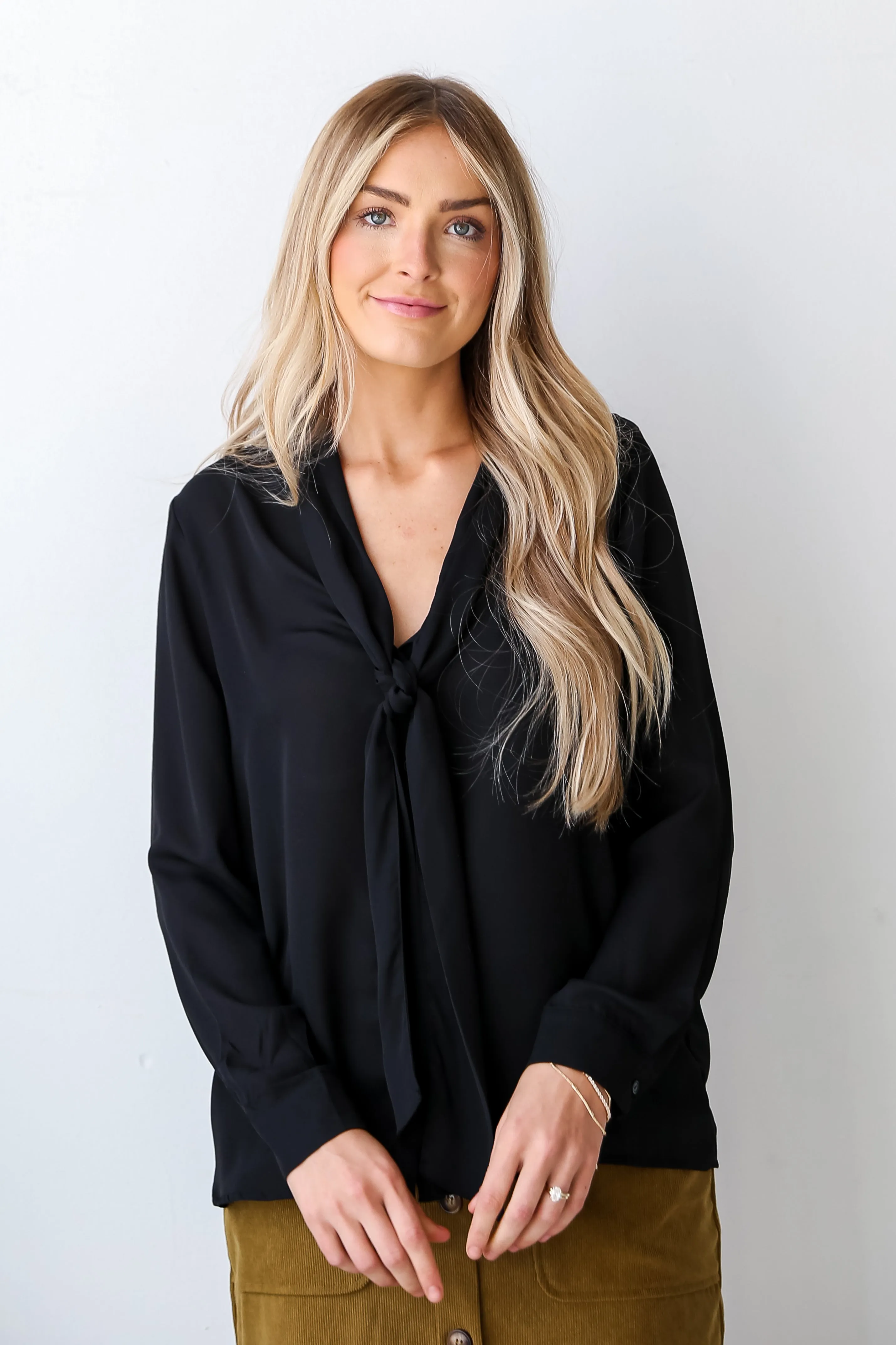 FINAL SALE - Charming Sentiments Tie-Front Button-Up Blouse