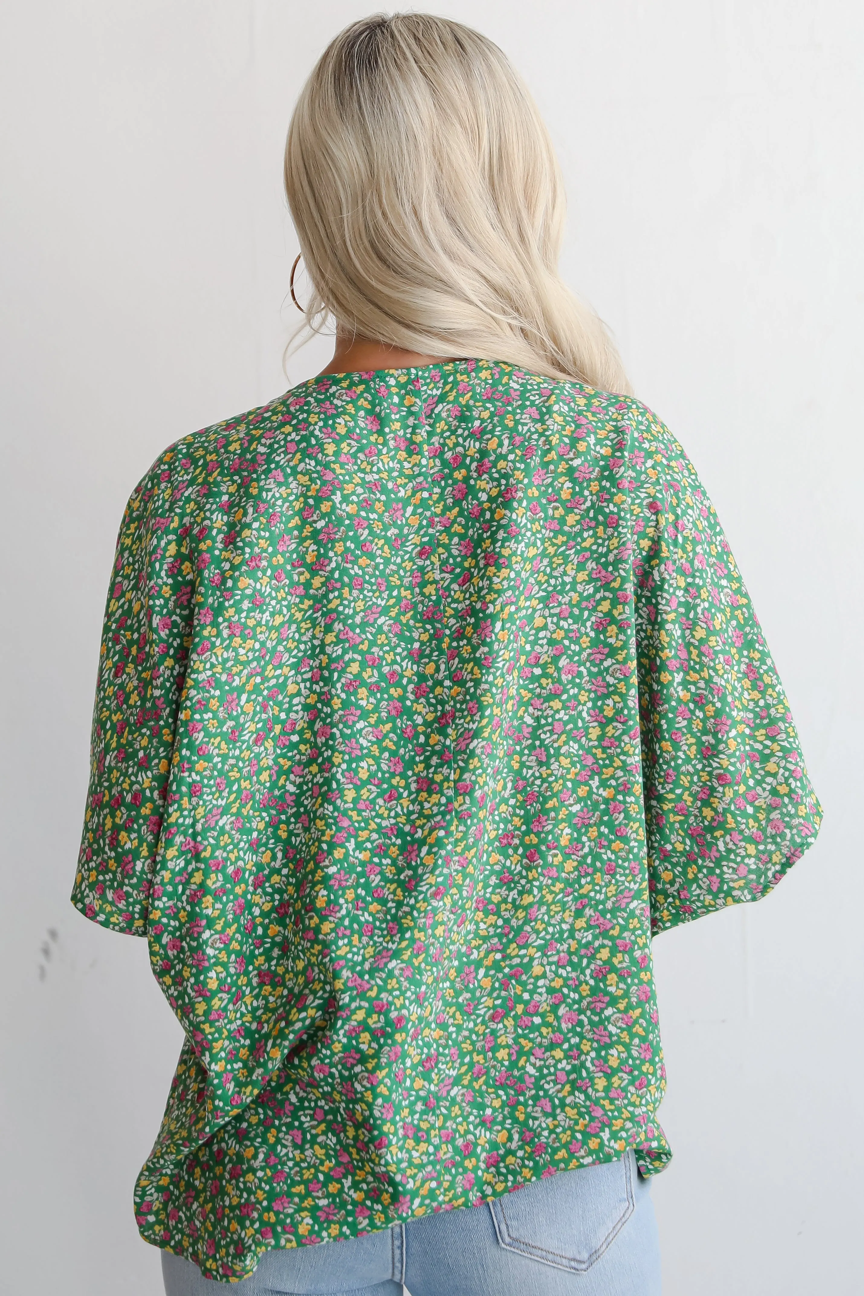FINAL SALE - Perfect Whimsy Green Floral Oversized Blouse