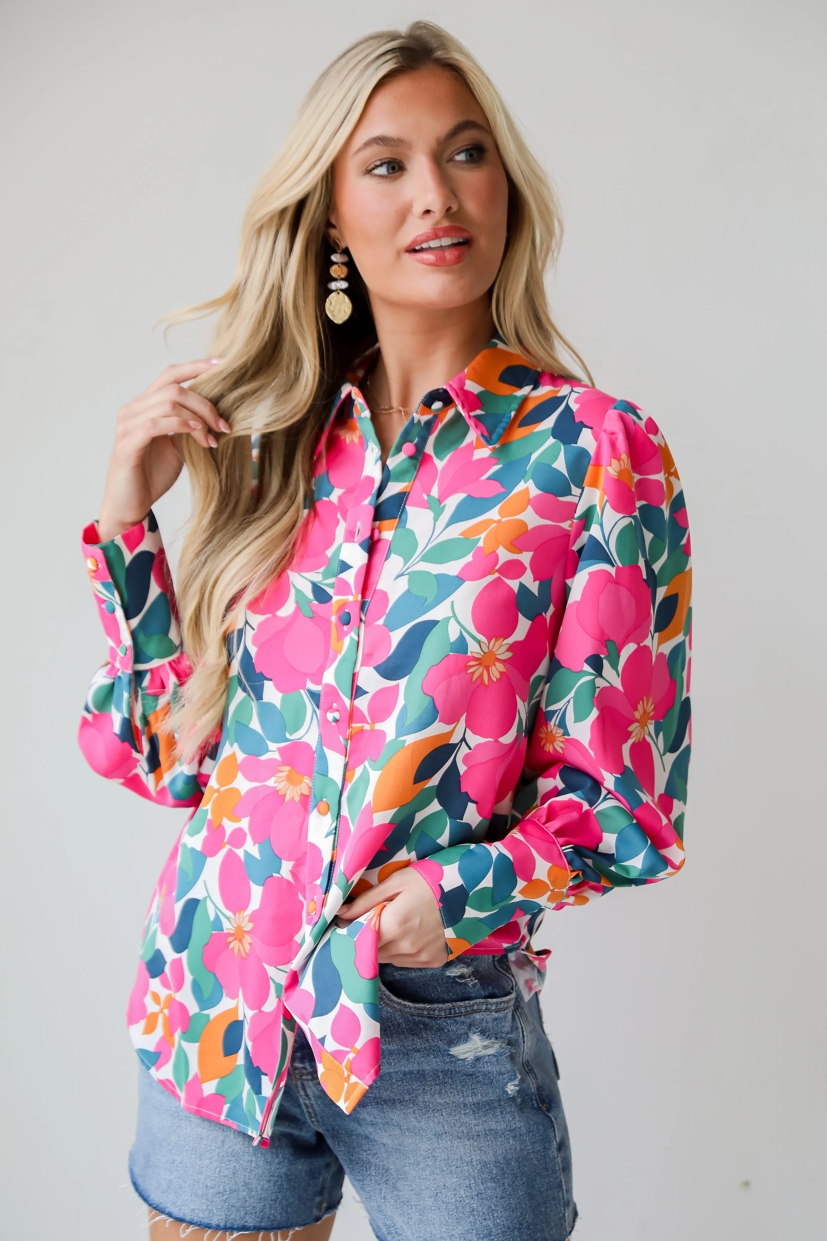 FINAL SALE - Purely Perfection Pink Floral Button-Up Blouse