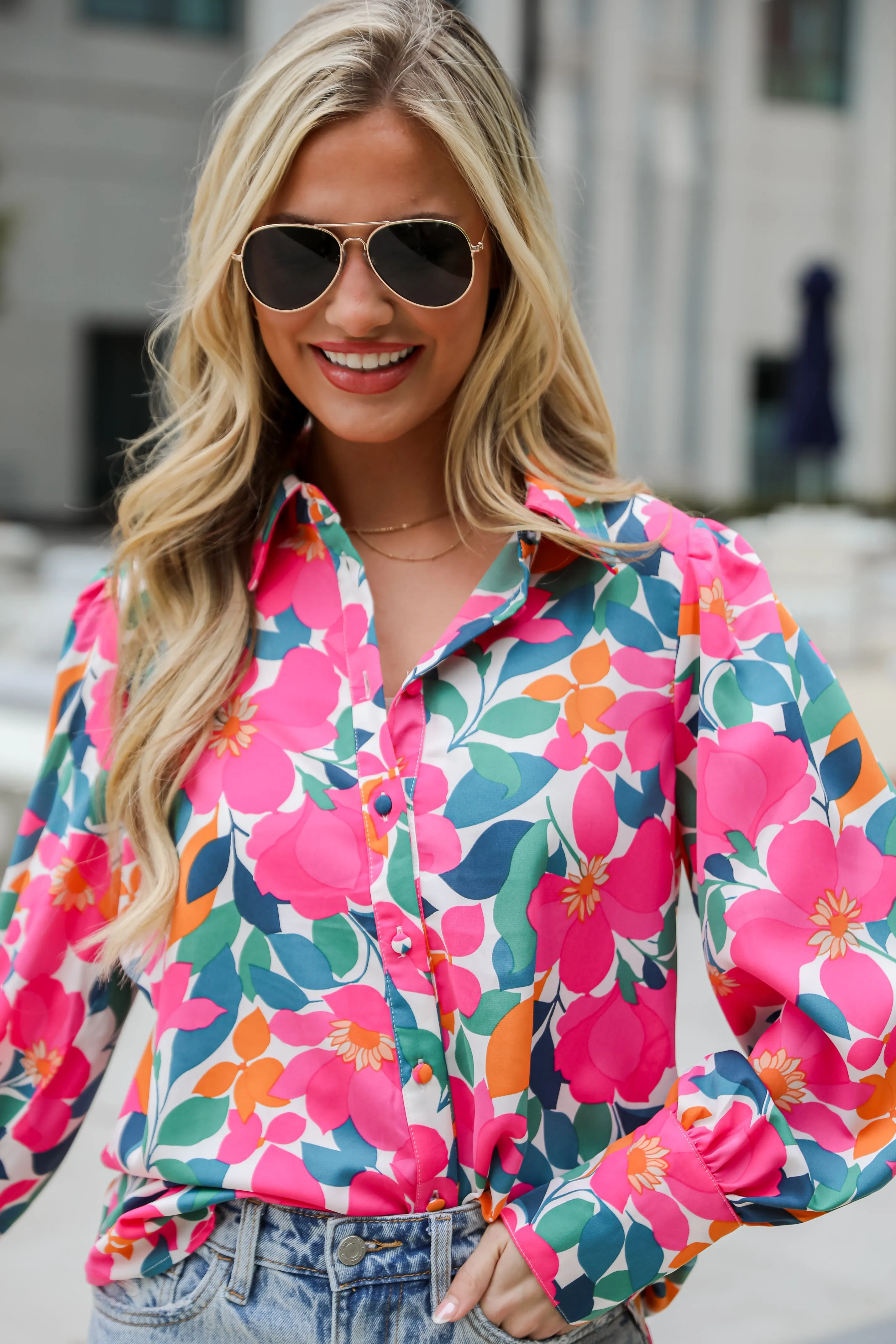 FINAL SALE - Purely Perfection Pink Floral Button-Up Blouse