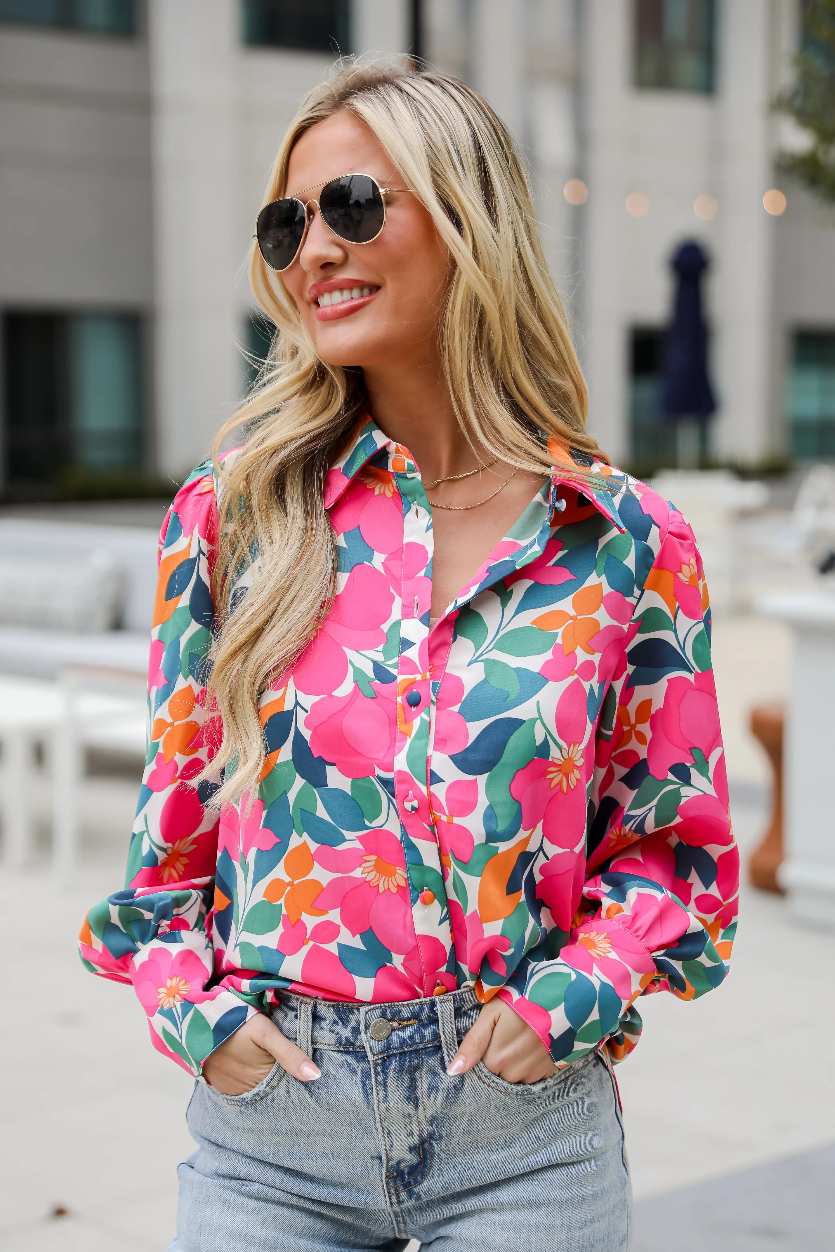 FINAL SALE - Purely Perfection Pink Floral Button-Up Blouse