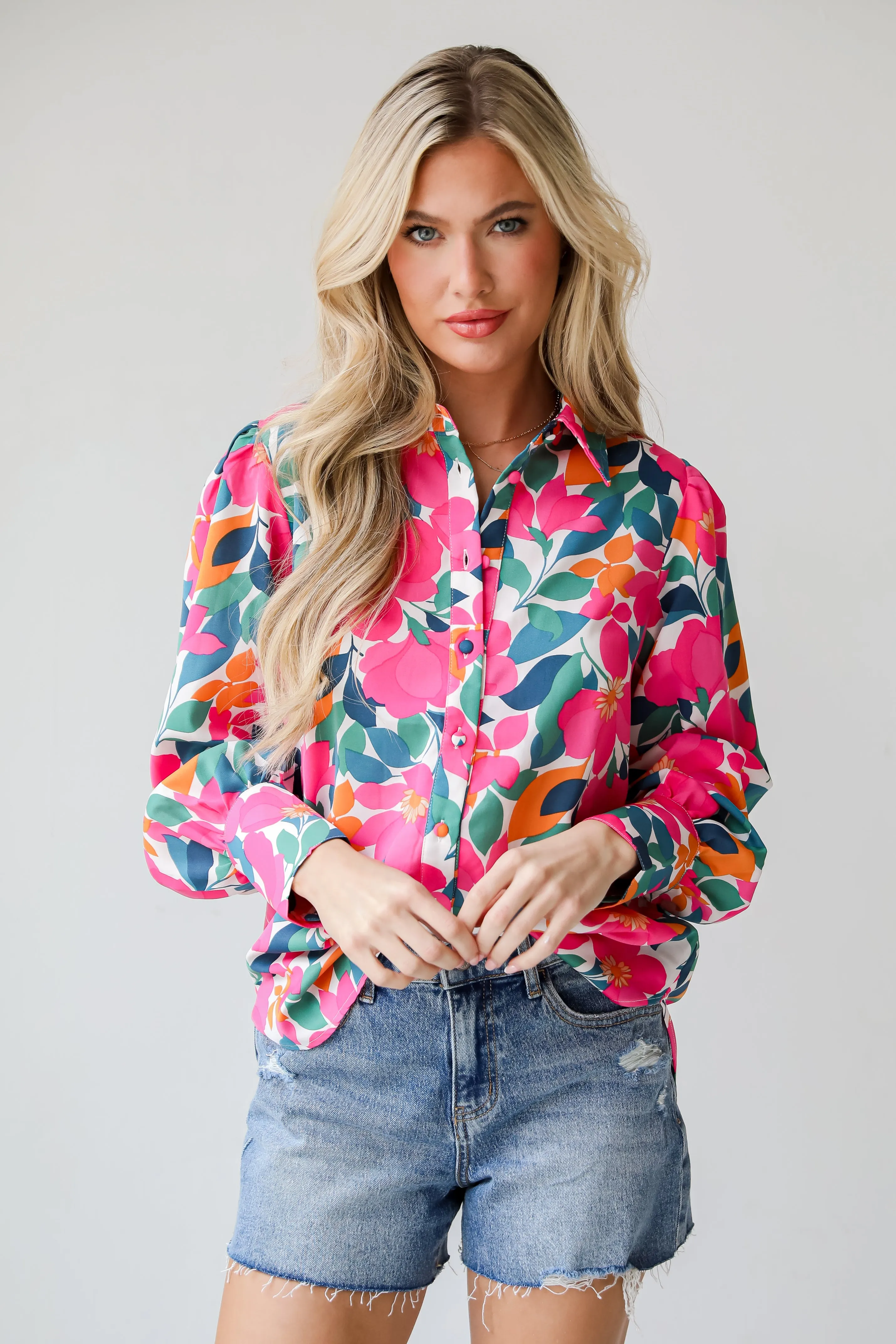 FINAL SALE - Purely Perfection Pink Floral Button-Up Blouse