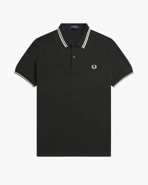 Fred Perry Twin Tipped Polo Shirt - Night Green / Snow White
