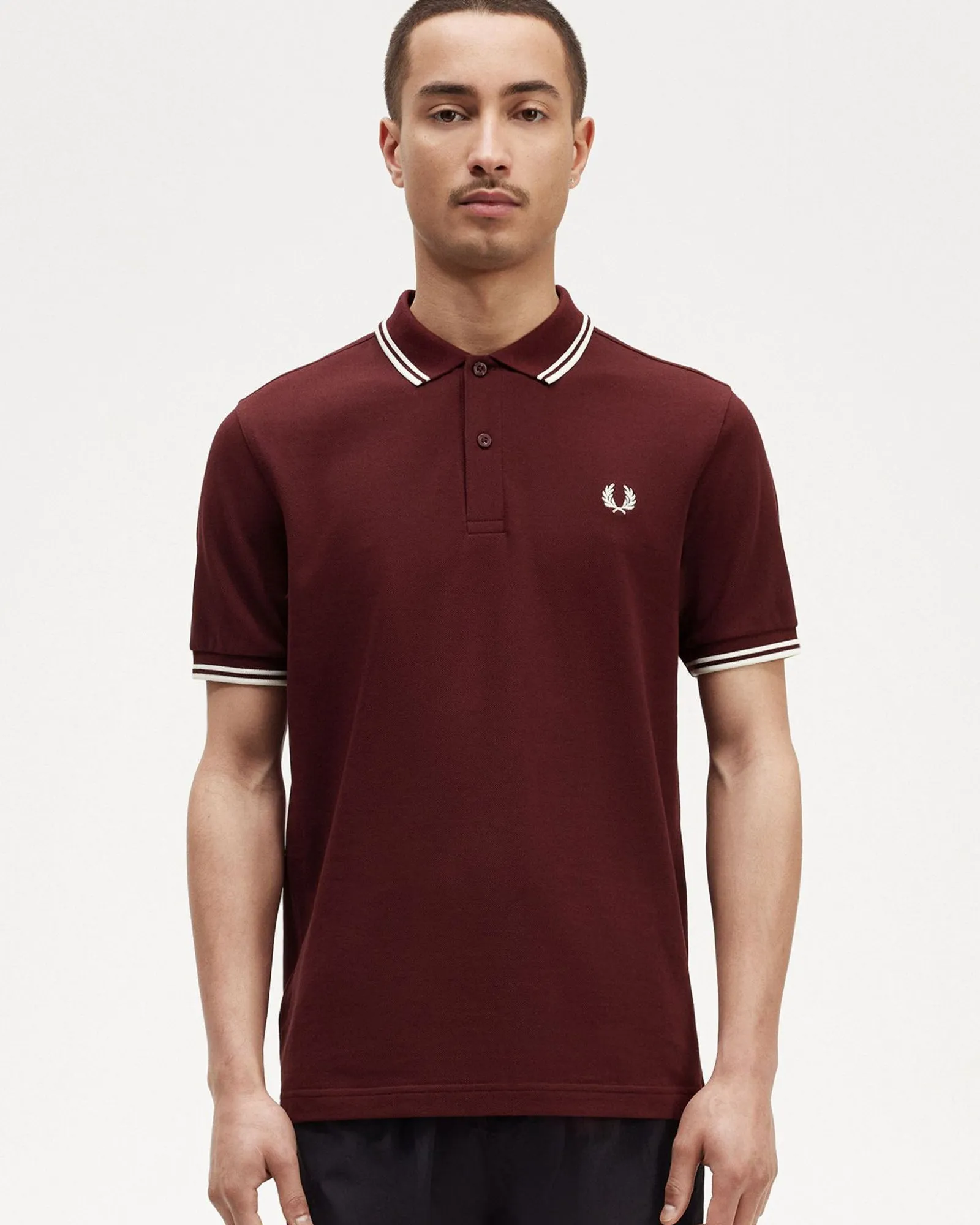Fred Perry Twin Tipped Polo Shirt - Oxblood / Ecru