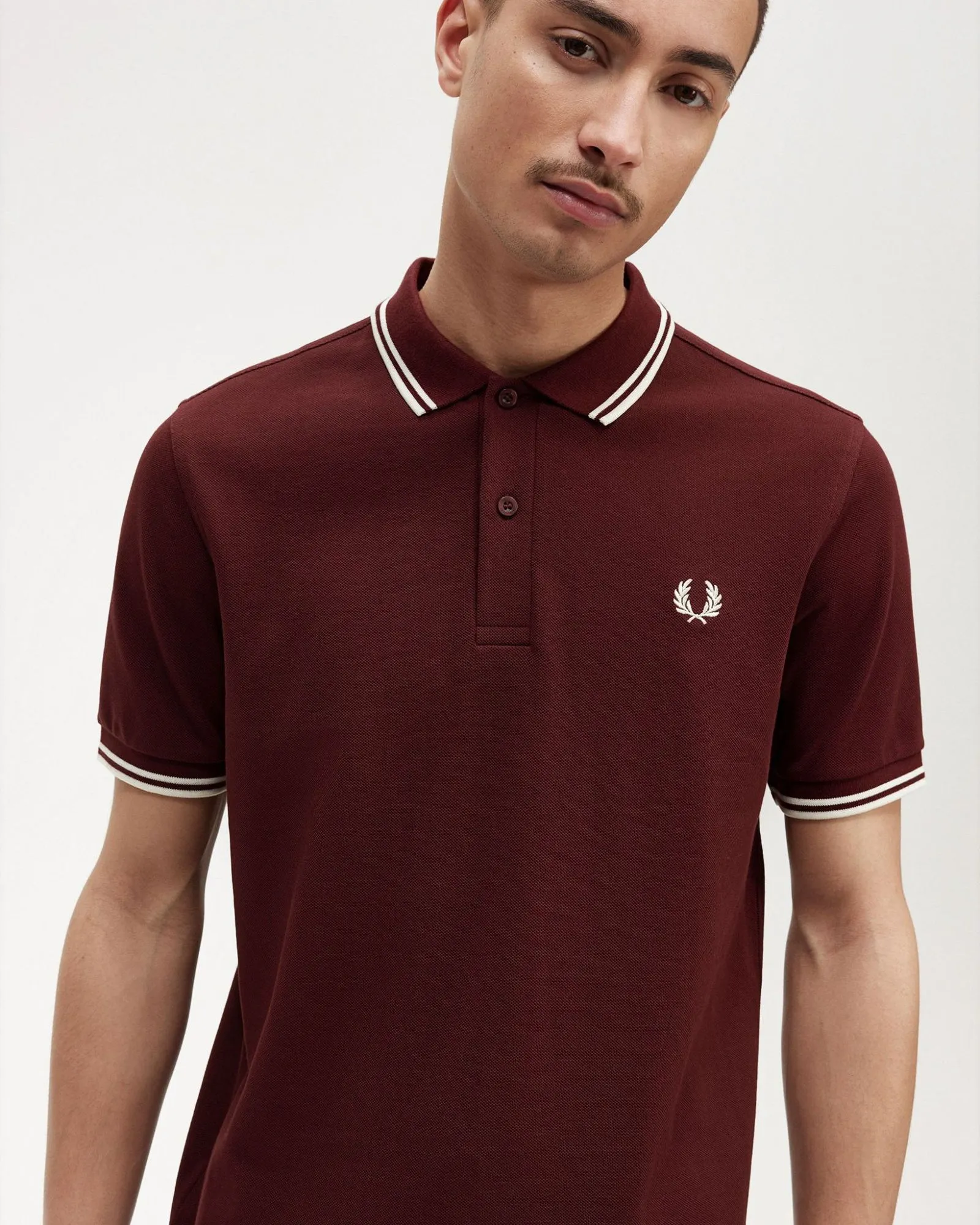 Fred Perry Twin Tipped Polo Shirt - Oxblood / Ecru