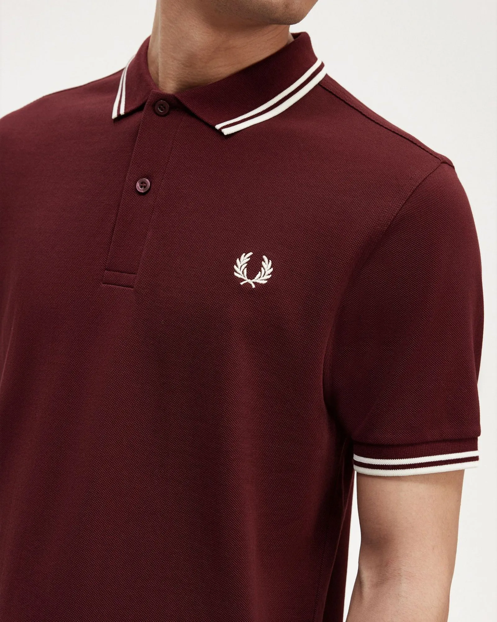 Fred Perry Twin Tipped Polo Shirt - Oxblood / Ecru