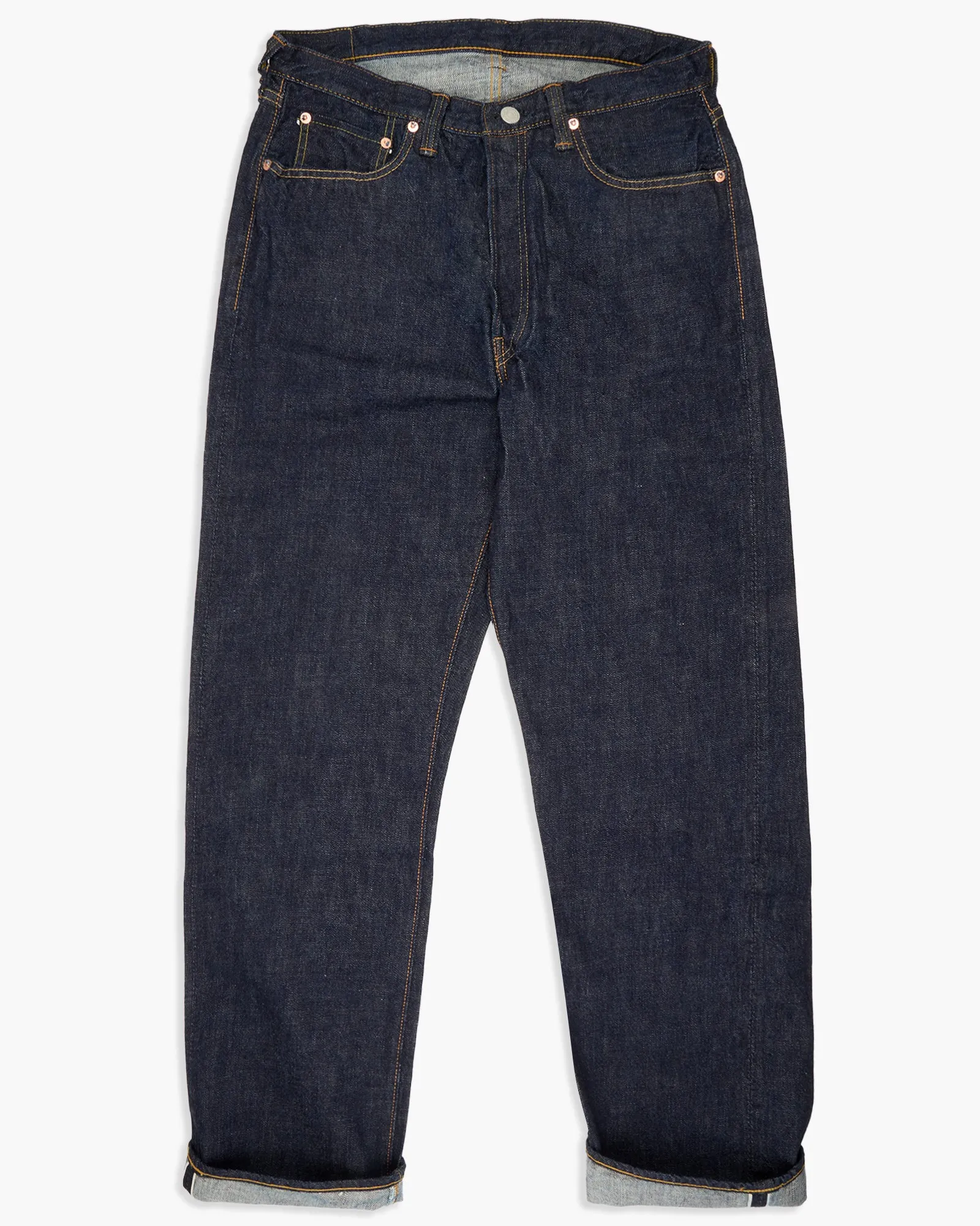 Fullcount 0105W 13.7oz Selvedge Wide Fit Mens Jeans - Indigo Onewash