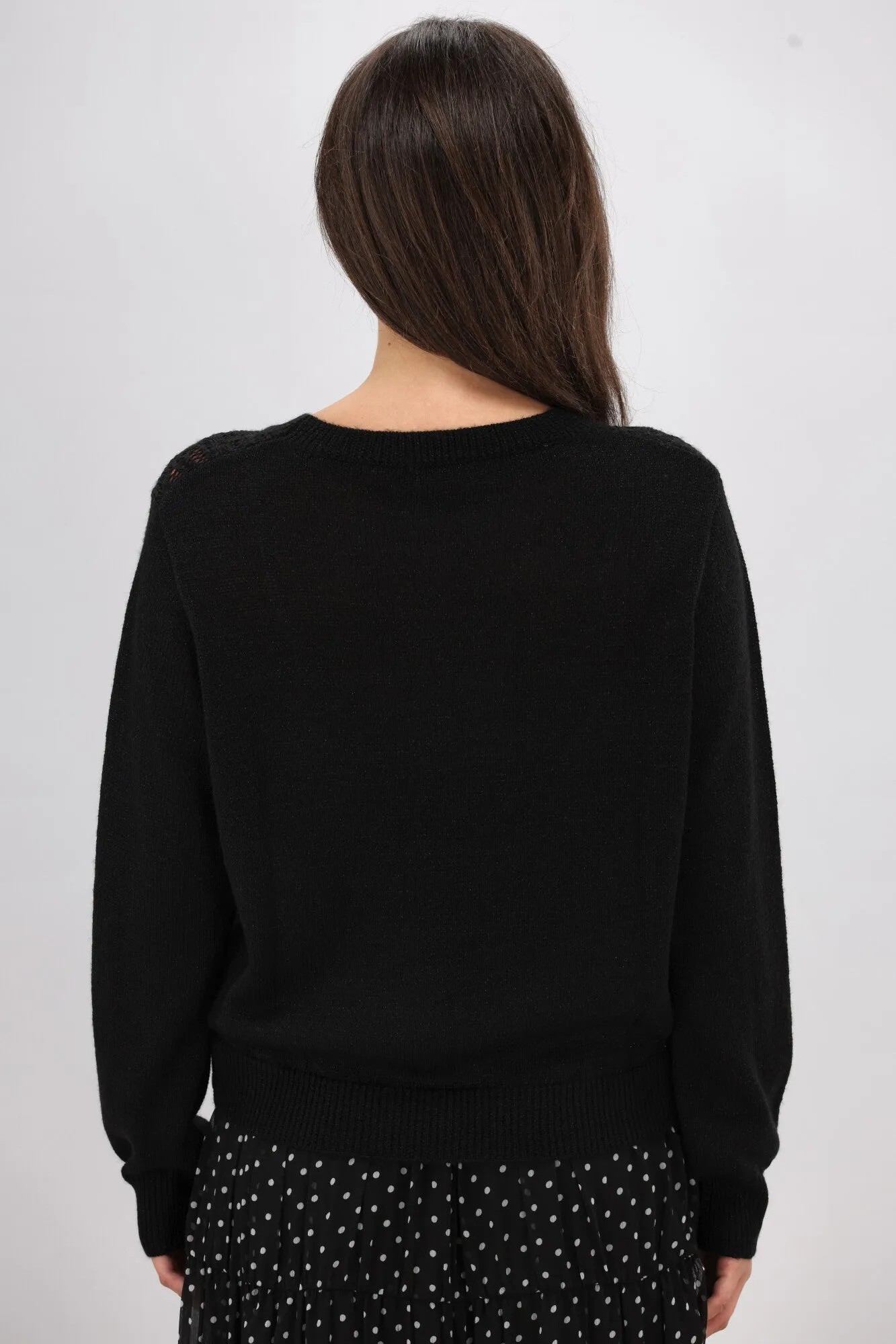 Gloss by Shine On Phoenix Pointelle Jumper Black