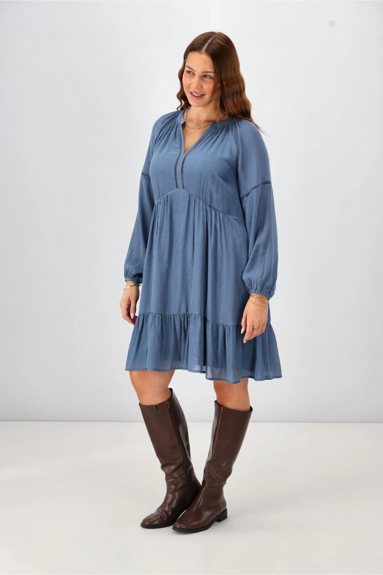 Gloss The Label Anais Empire Line Dress Blue