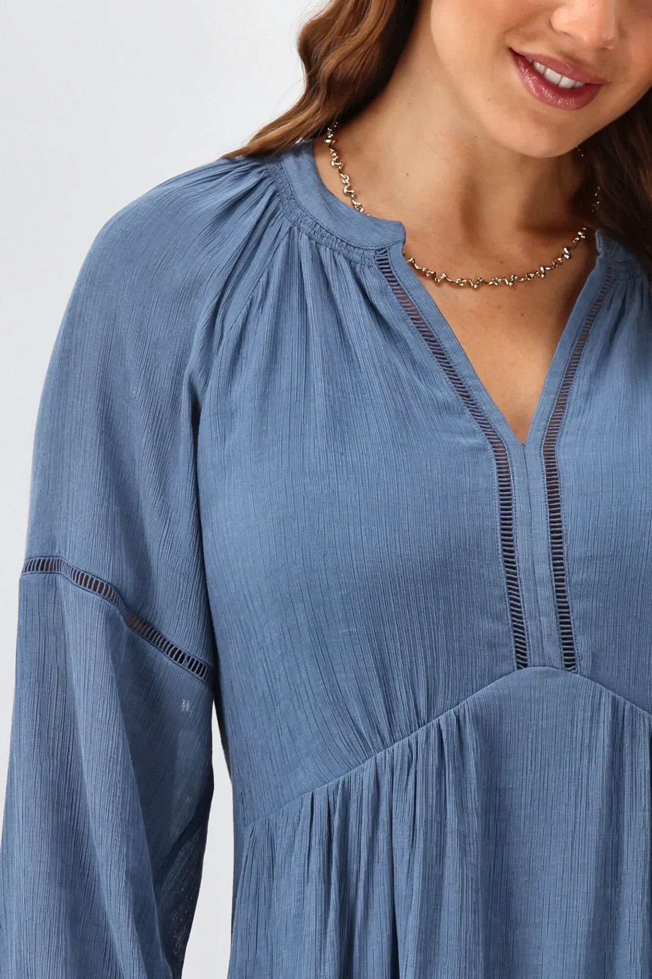 Gloss The Label Anais Empire Line Dress Blue