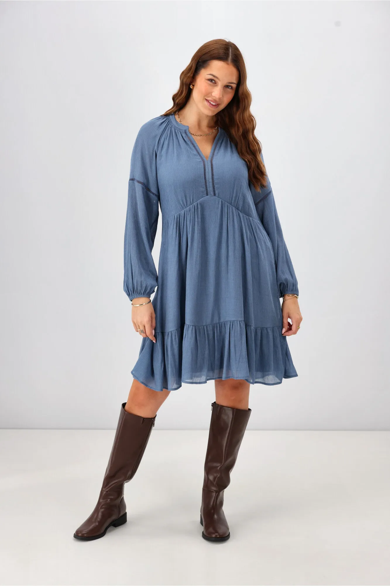 Gloss The Label Anais Empire Line Dress Blue