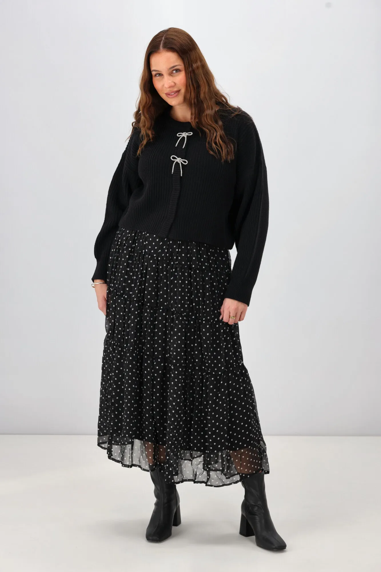 Gloss The Label Delilah Bow Cardigan Black