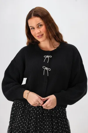 Gloss The Label Delilah Bow Cardigan Black
