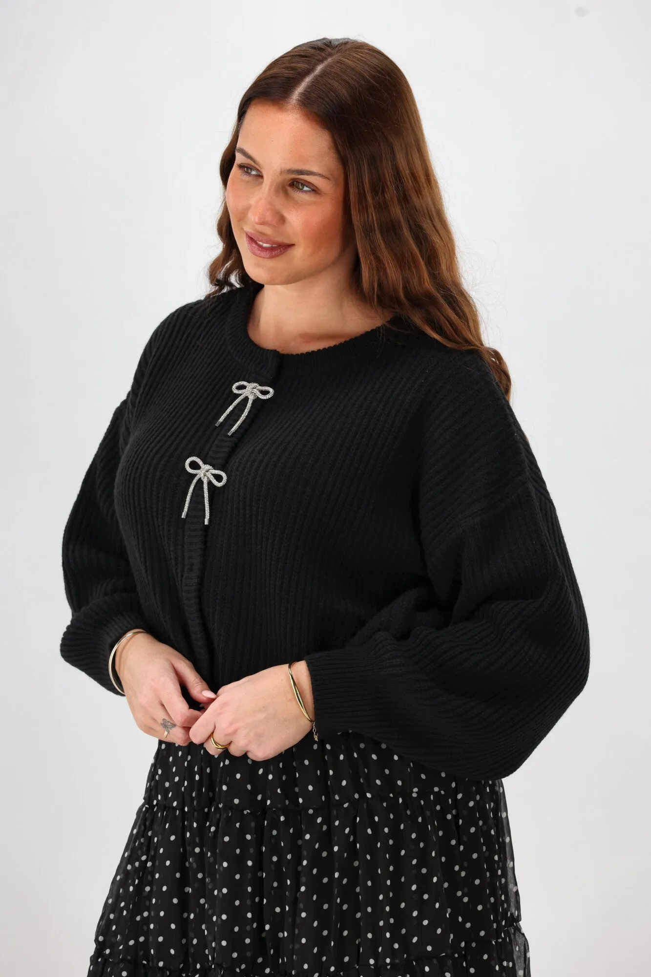 Gloss The Label Delilah Bow Cardigan Black