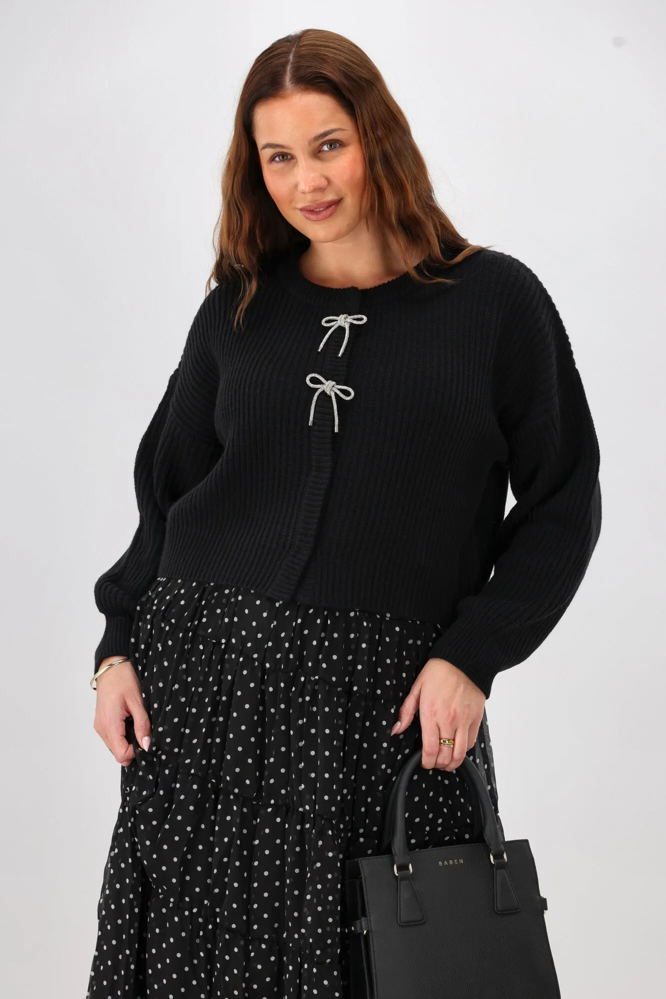 Gloss The Label Delilah Bow Cardigan Black