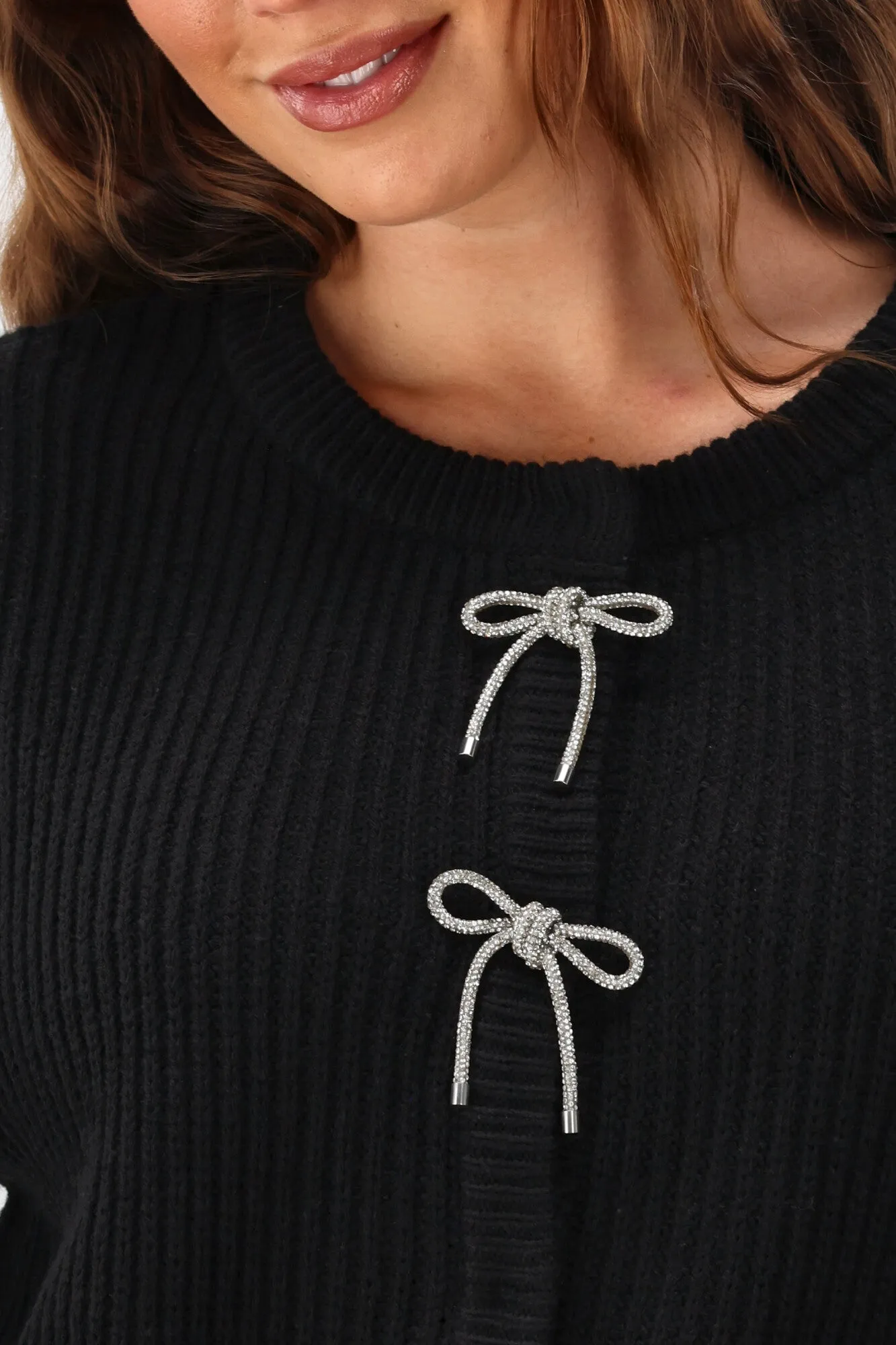 Gloss The Label Delilah Bow Cardigan Black