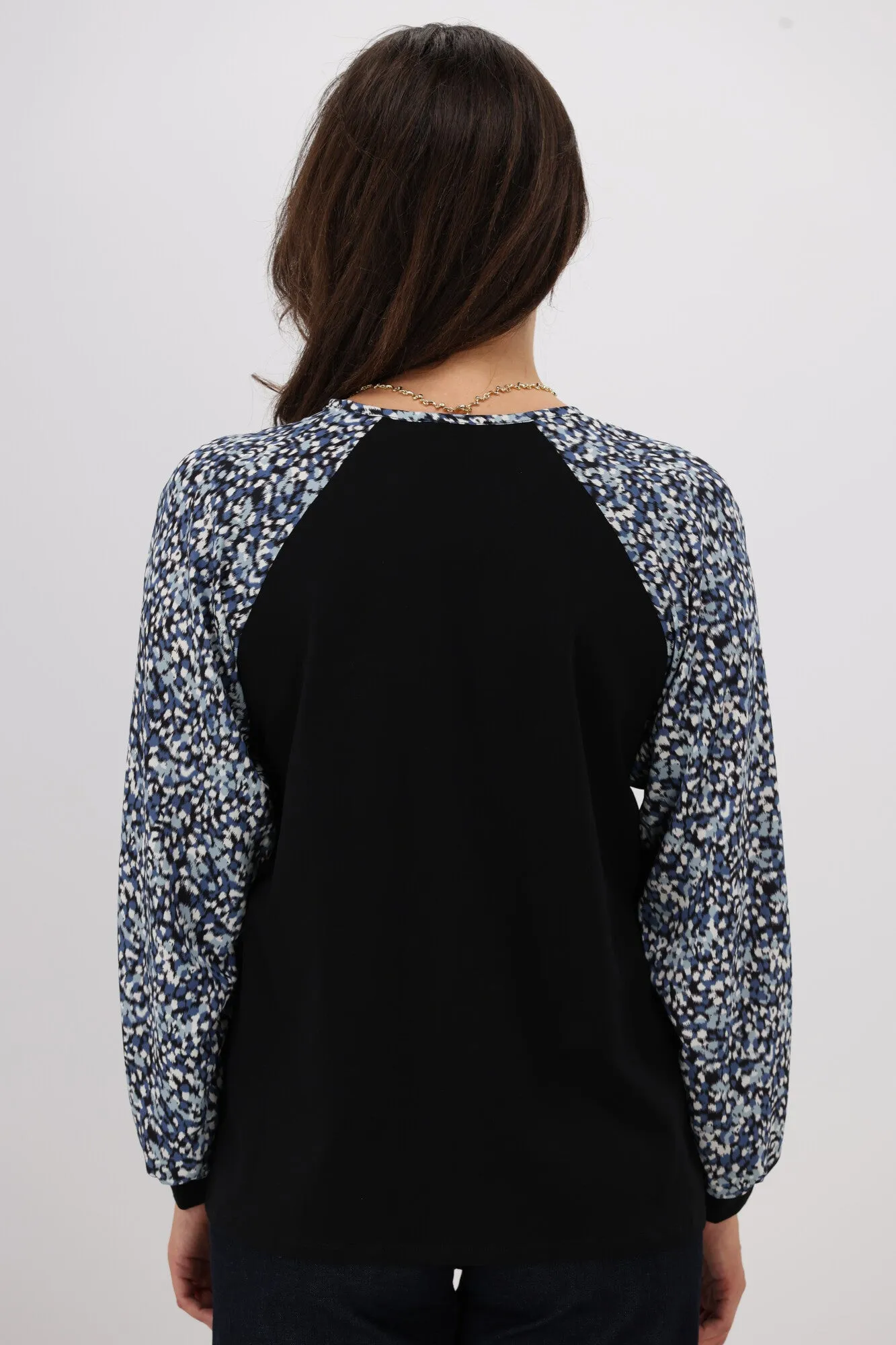 Gloss The Label Sutton Balloon Sleeve Top Ink Speckle Print