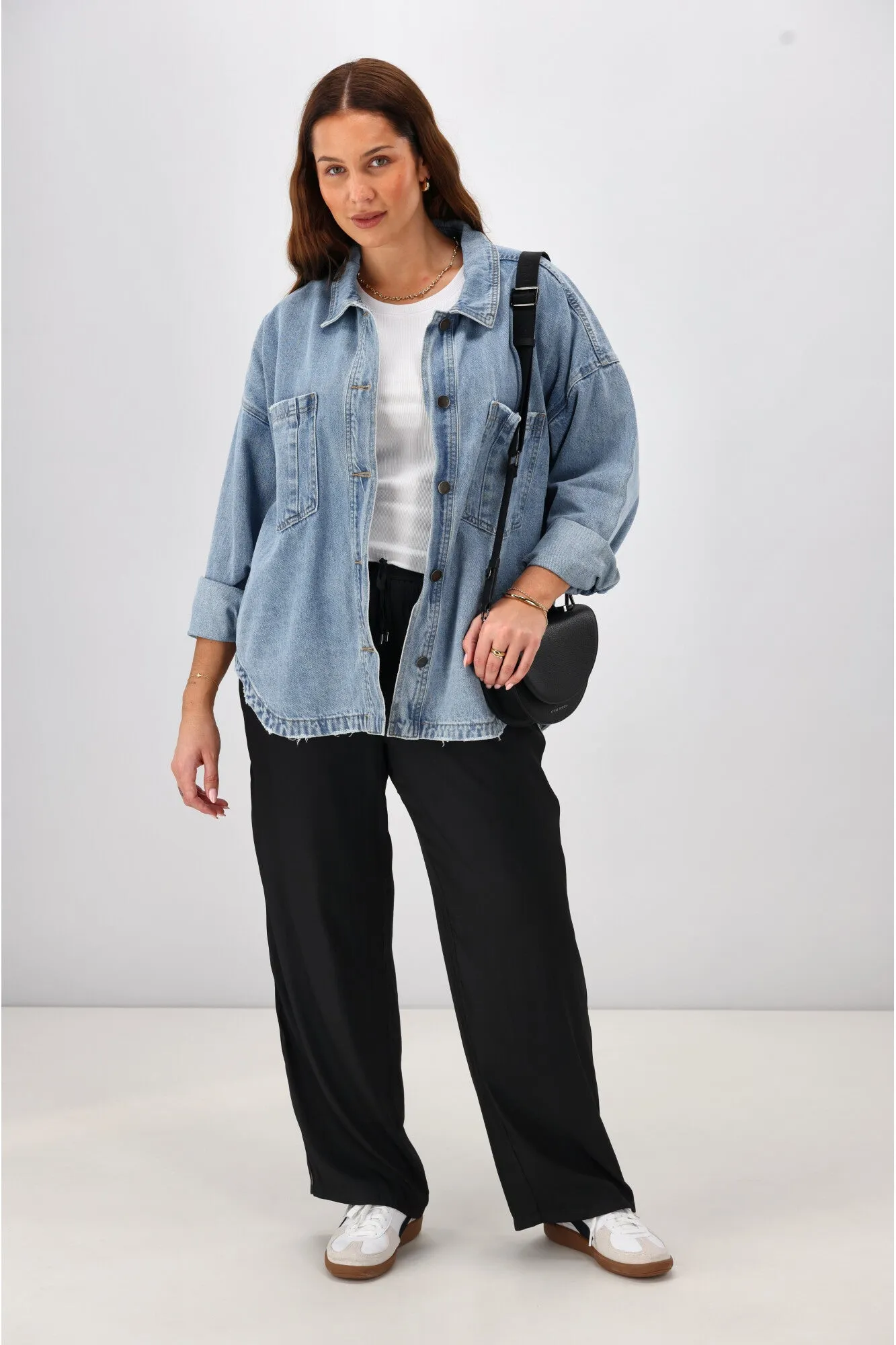 Gloss the Label Taylor Side Taped Wide Leg Pants Black