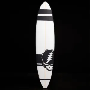 Grateful Dead Longboard 7'10 - White & Black w/ Skull