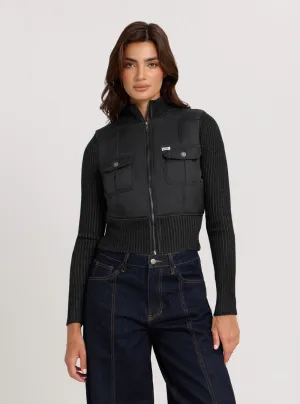 Guess Originals Black Nylon Zip-Up Jacket