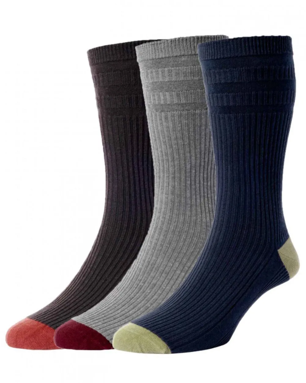 HJ Hall Contrast Heel & Toe Cotton Softop 3 Pair Pack