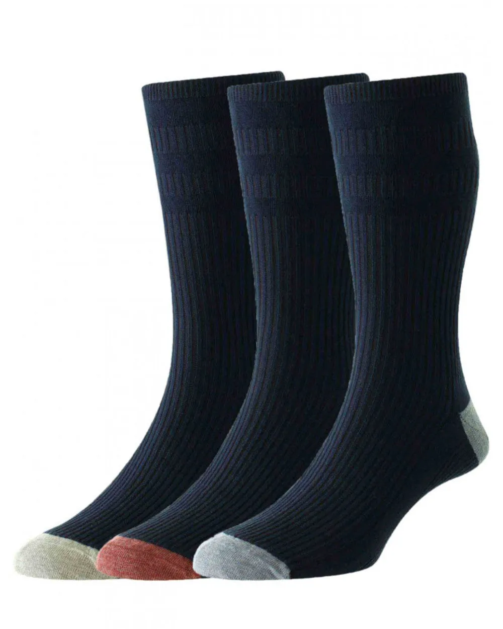 HJ Hall Contrast Heel & Toe Cotton Softop 3 Pair Pack