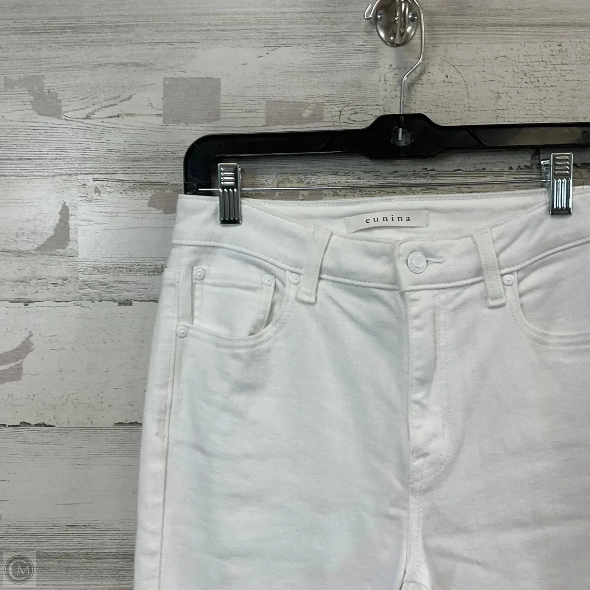 Jeans Cropped By EUNINA In White Denim, Size: 4