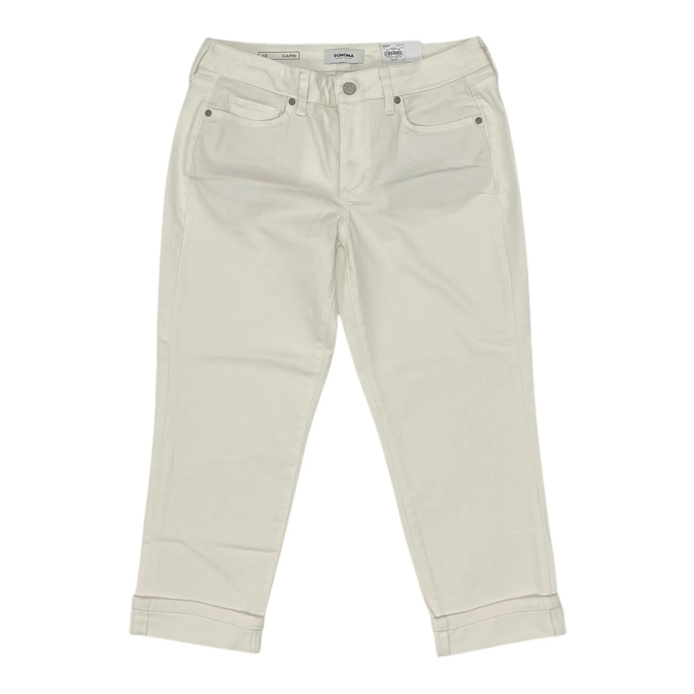 Jeans Cropped By Sonoma In Cream Denim, Size:10
