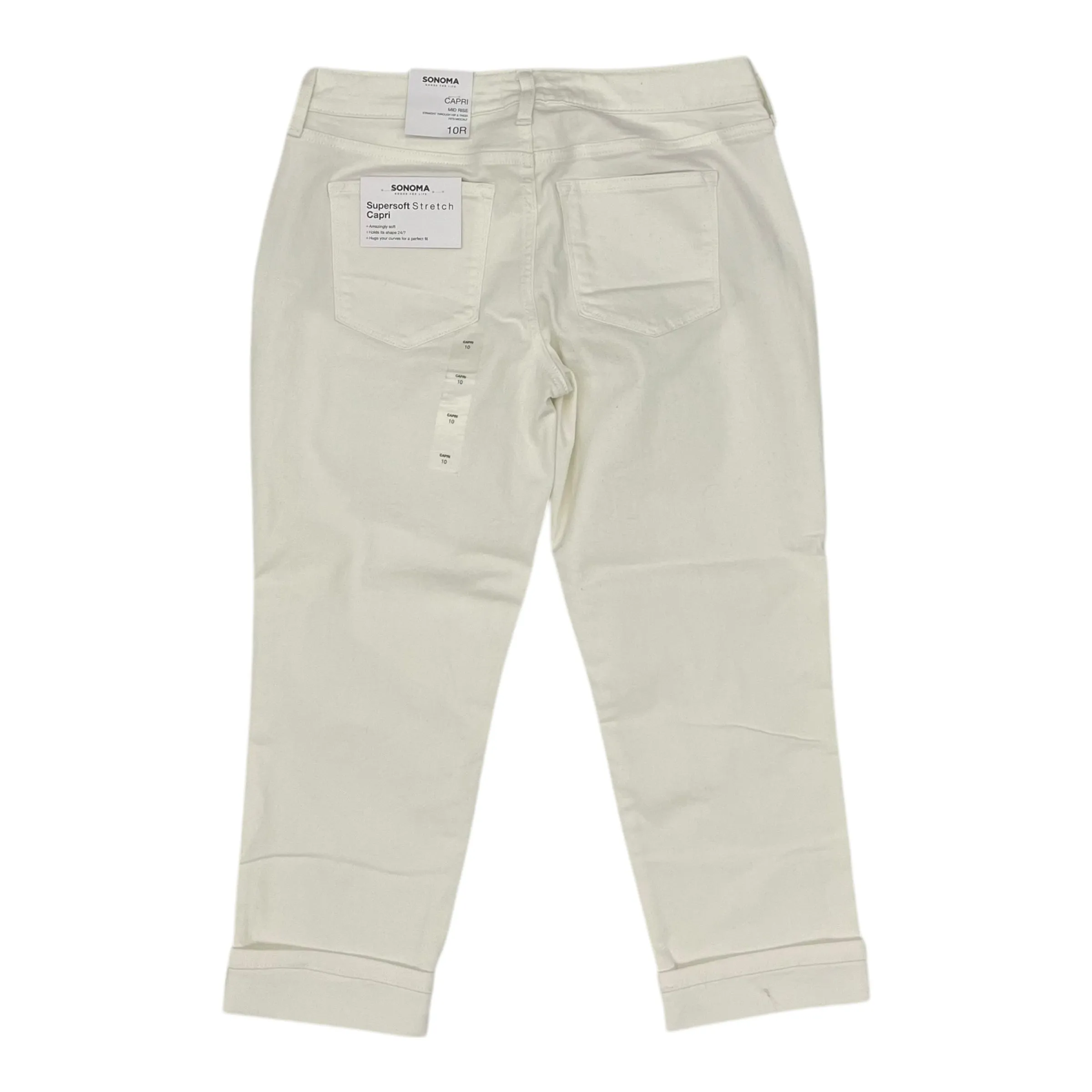 Jeans Cropped By Sonoma In Cream Denim, Size:10