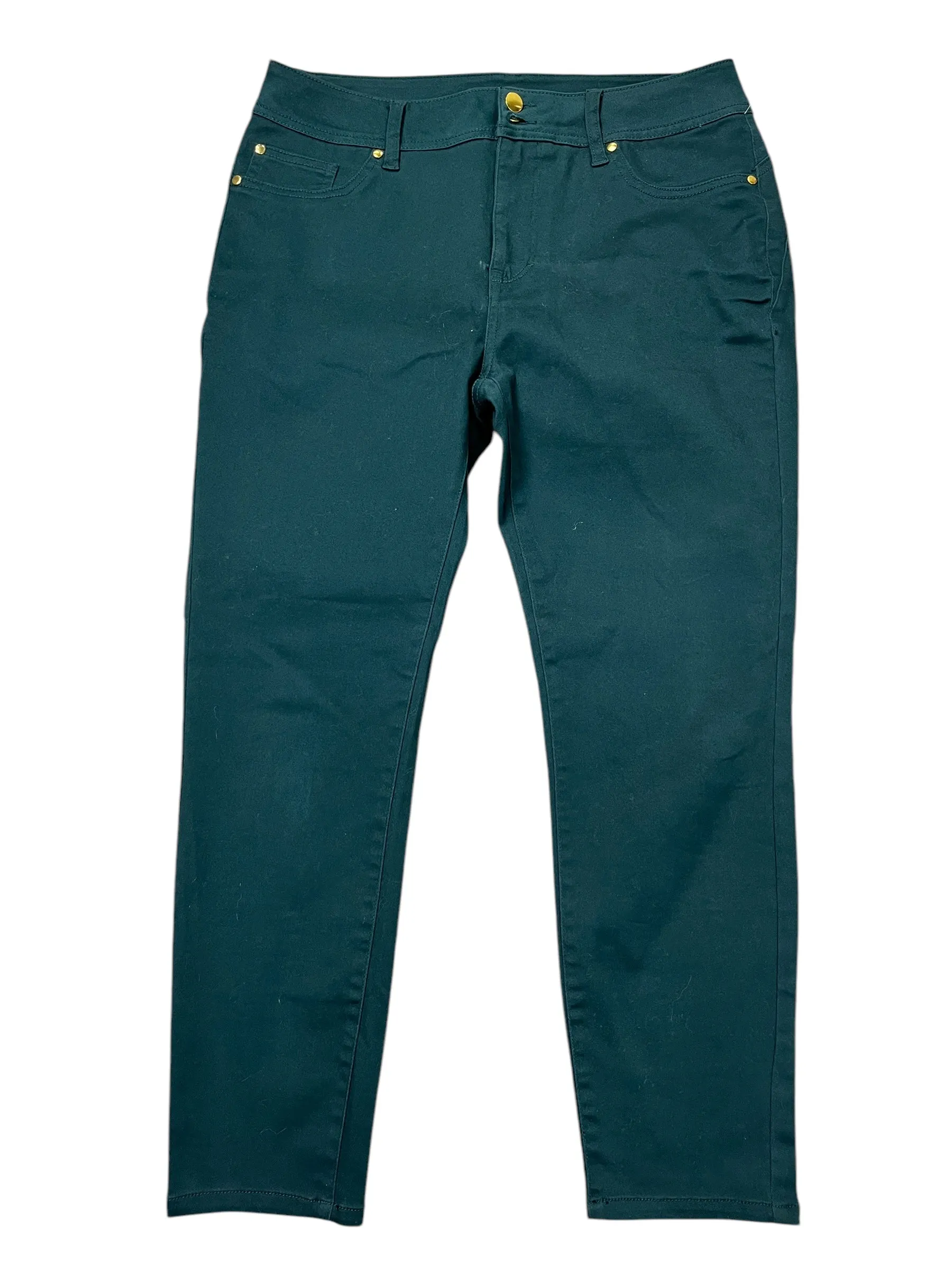 Jeans Straight By Iman Hsn In Green Denim, Size:16