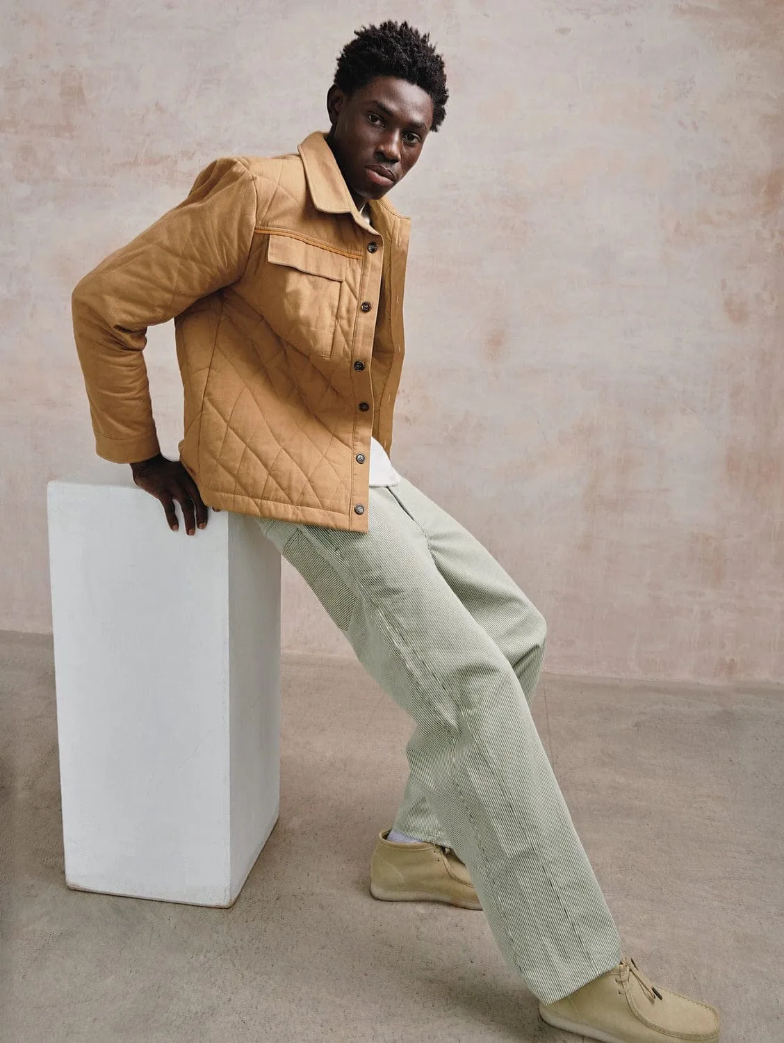 Makulu Men's Organic Cotton Trousers | Green Ticking Stripe