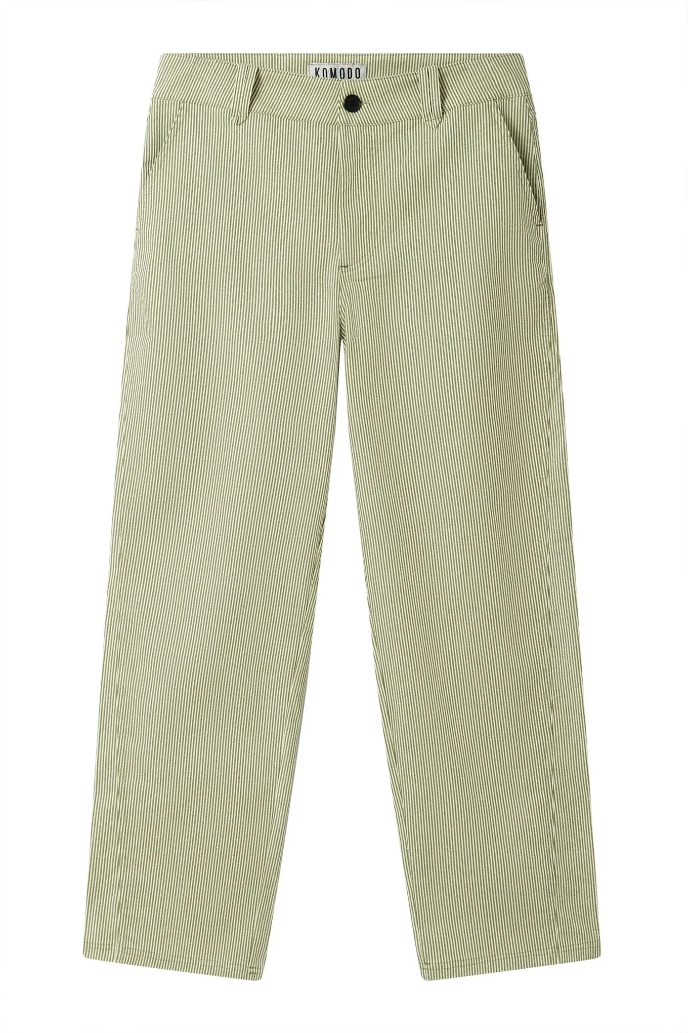 Makulu Men's Organic Cotton Trousers | Green Ticking Stripe