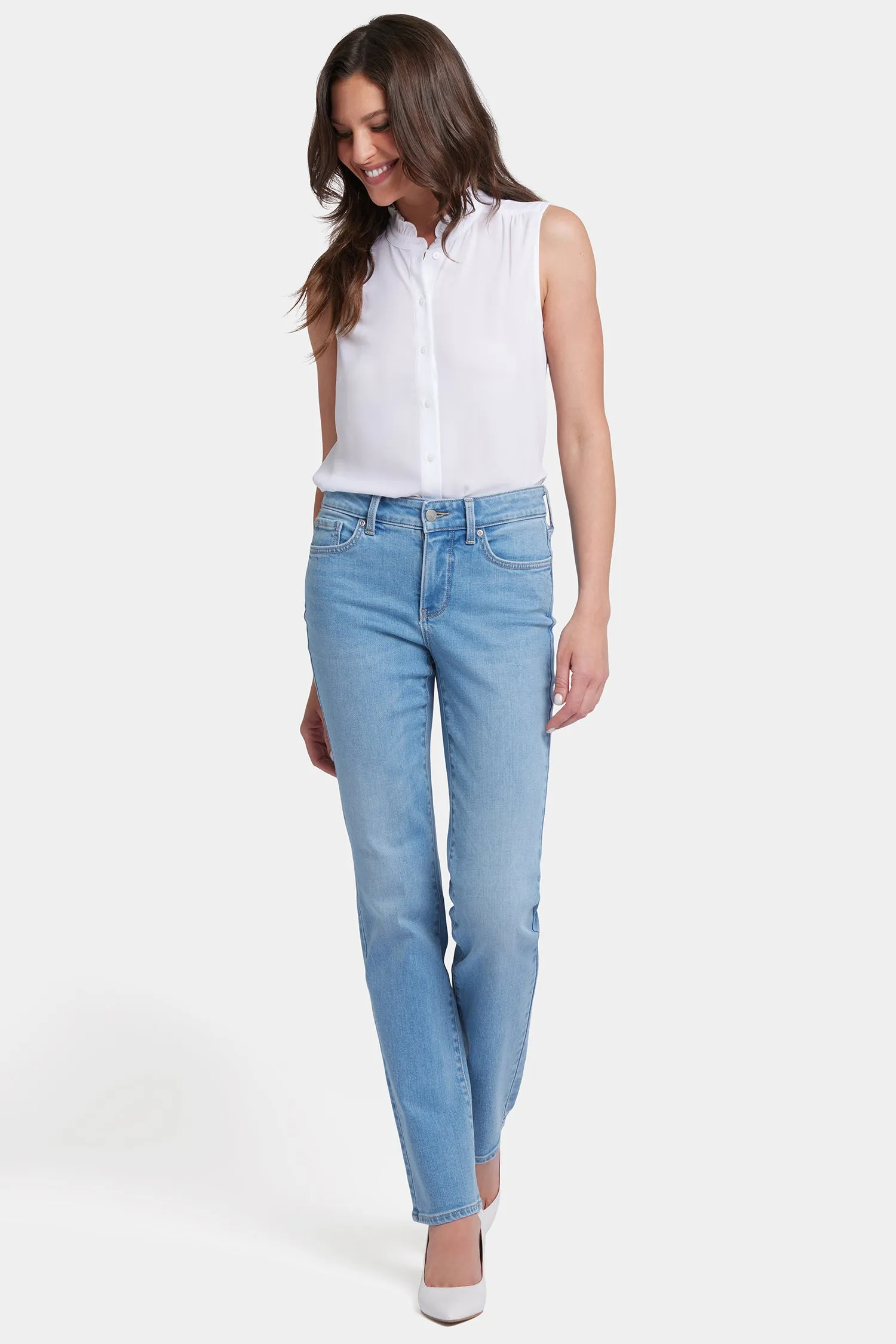 Marilyn Straight Jeans In Long Inseam - Salamanca Sun