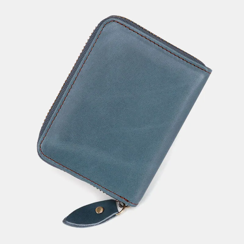 Men Cowhide Organ Wallet RFID Anti-magnetic Multi-card Slot Card Holder Money Clip Card Case